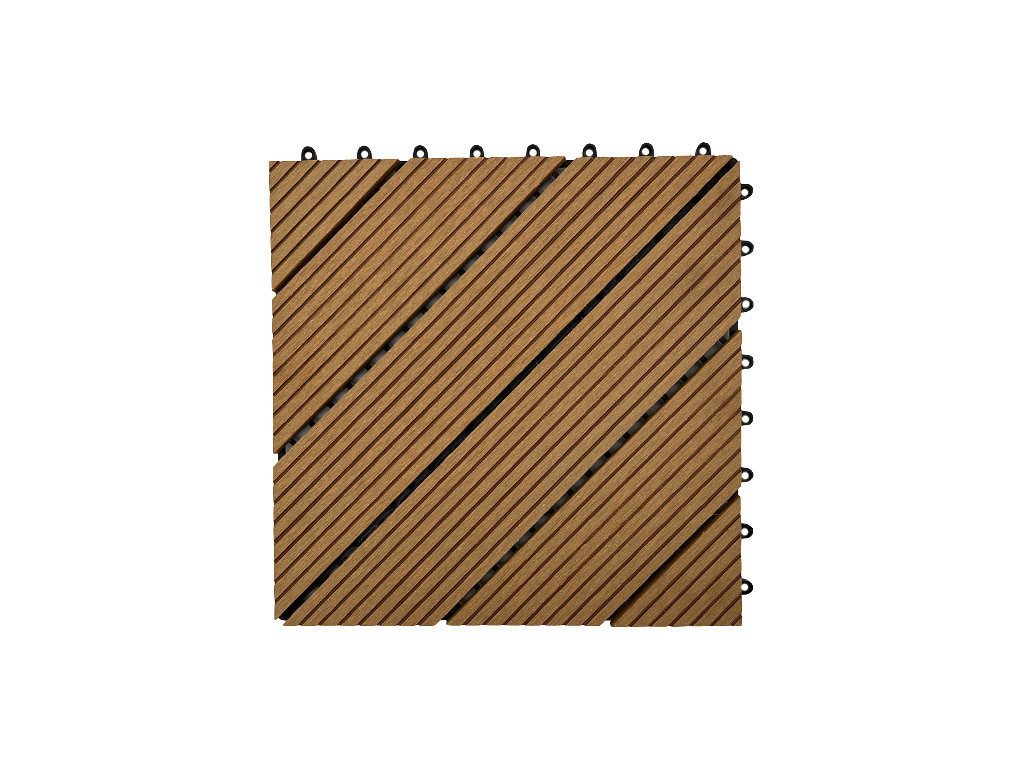 Outgarden Terrassenplatte WPC-Fliese Diagonal Teak, WPC 30x30, Holzoptik
