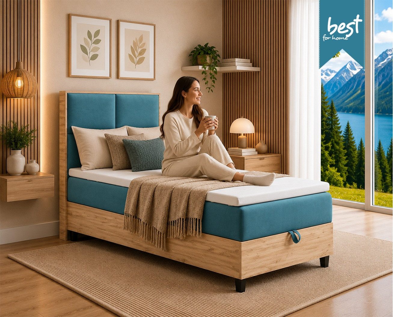 Best for Home Boxspringbett Einzelbett Trinity K-2 Plate Single mit Bettkasten & Topper H3 (Einzelbett, Polsterbett mit gepolstertes Kopfteil, Jugendbett, Kinderbett versch. Größen, 4-St., 70x200 80x200 90x200 100x200 cm), Verschiedene Liefermöglichkeiten, TOP Preis-Leistungs-Verhältnis