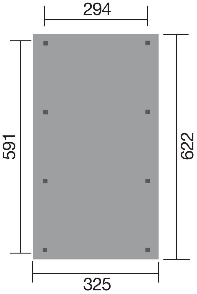 215 cm Carport 3kN/m², Schneelast selbstkl. 325x622 cm, Einfahrtshöhe, 609, Metalldachbahn Einzelcarport weka inkl. BxT: