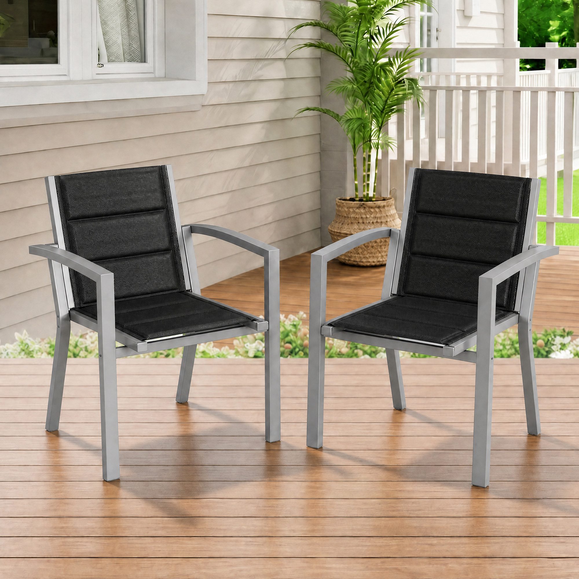 Gartenstuhl Stapelbare Aluminiumstühle Outdoor Stühle 2/4/6er Set, Bis 160kg