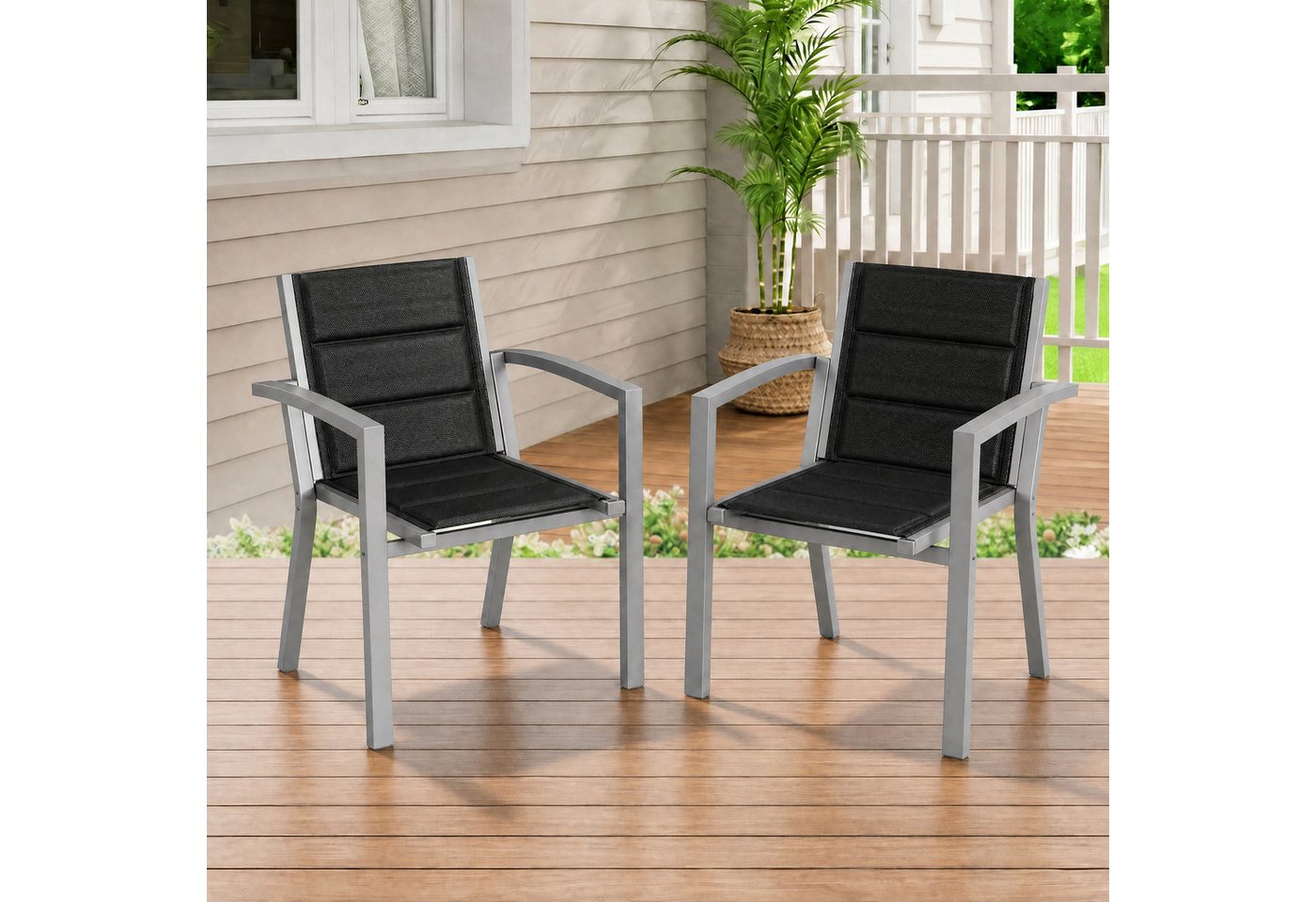 HOMALL Gartenstuhl Stapelbare Aluminiumstühle Outdoor Stühle 2/4/6er Set, Bis 160kg (Gewicht ca. 3,5 kg, erhältlich in drei Farben, geeignet für Camping, Pool, Grillszenarien (ohne Tisch), 2 St)