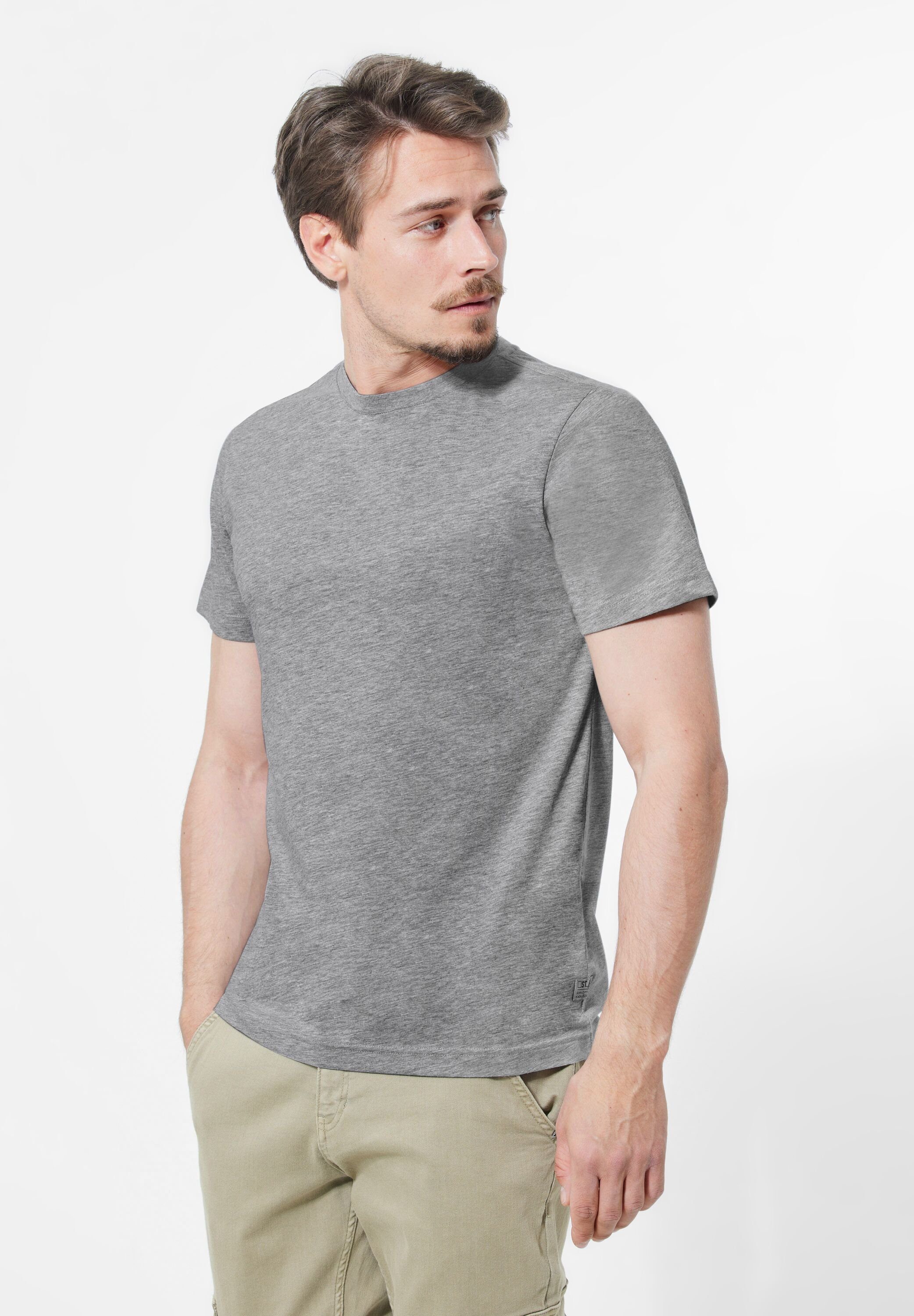 STREET ONE MEN T-Shirt in Melange Optik silver grey melange