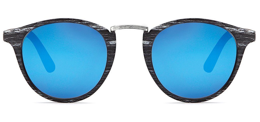 Glas (1-St) / styleBREAKER Verspiegelt Schwarz-Silber Gestell verspiegelt Sonnenbrille Blau