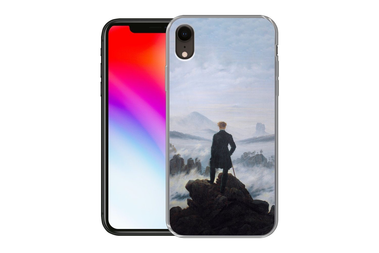 MuchoWow Handyhülle für Apple iPhone XR Der Wanderer über dem Nebelmeer - Caspar David Fri, Smartphone-Bumper, Print, Handy Schutzhülle Dünn