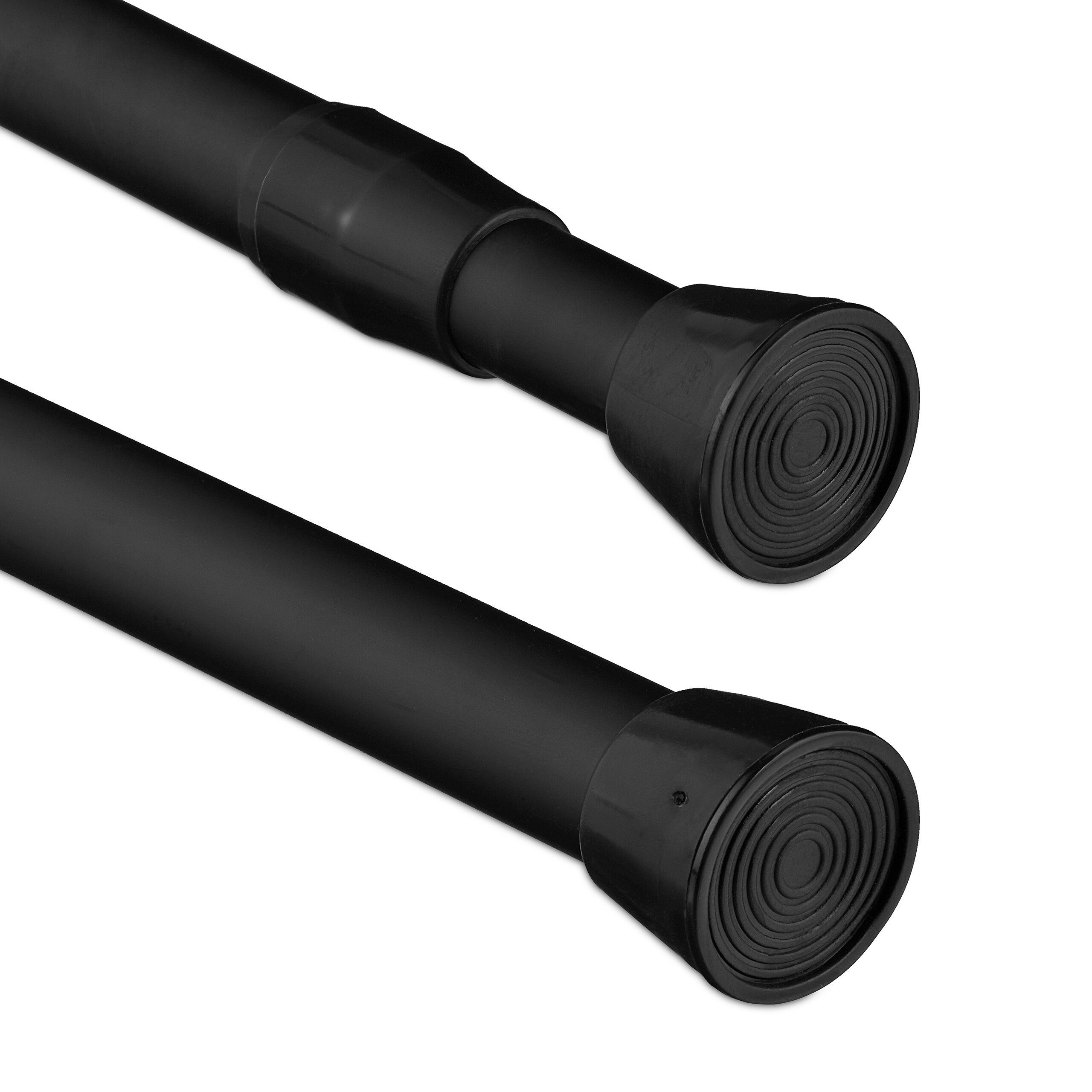 relaxdays Duschvorhangstange Schwarze Teleskopstange Edelstahl, Edelstahl, günstig online kaufen