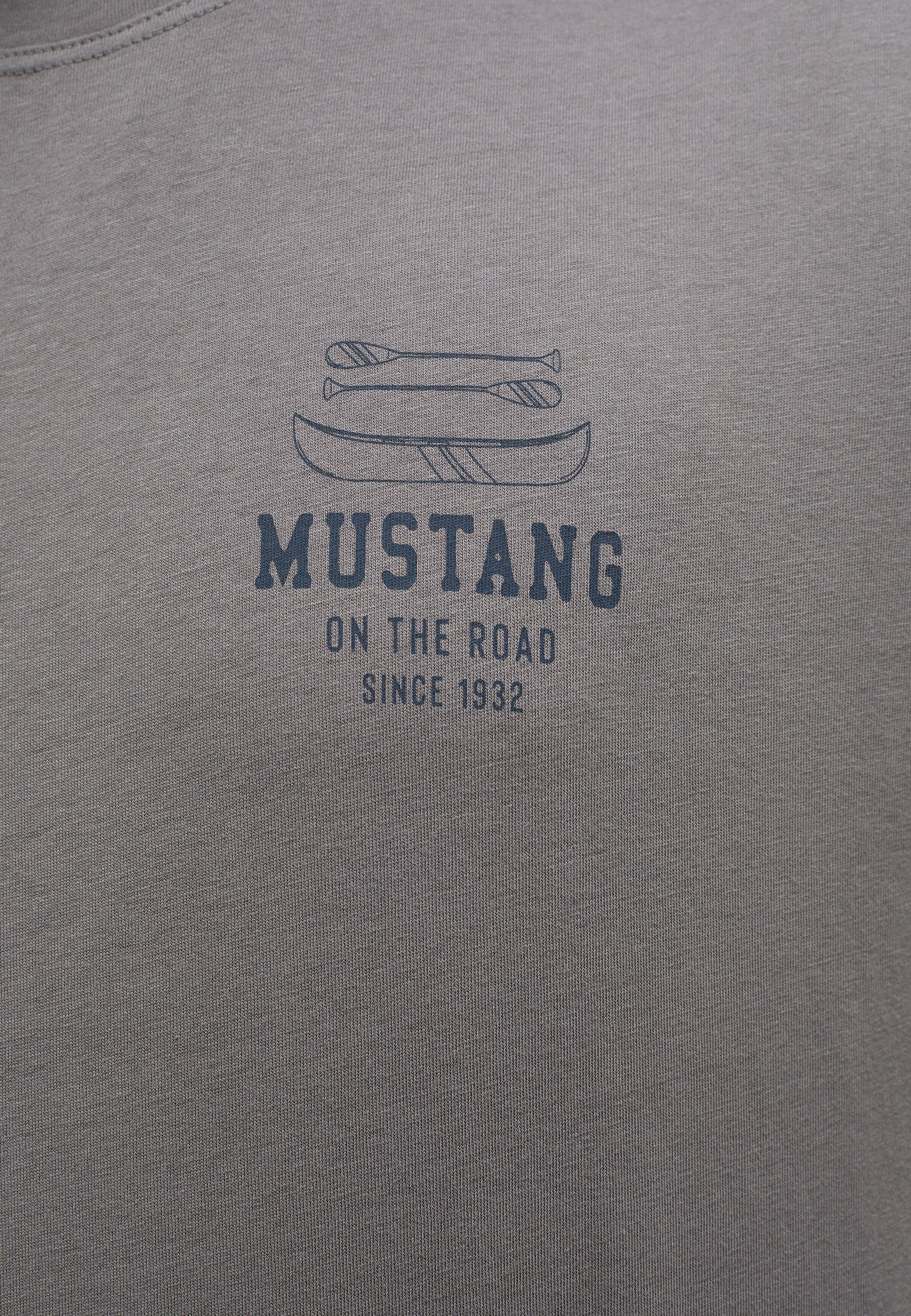 mittelgrau Mustang Kurzarmshirt Print-Shirt MUSTANG