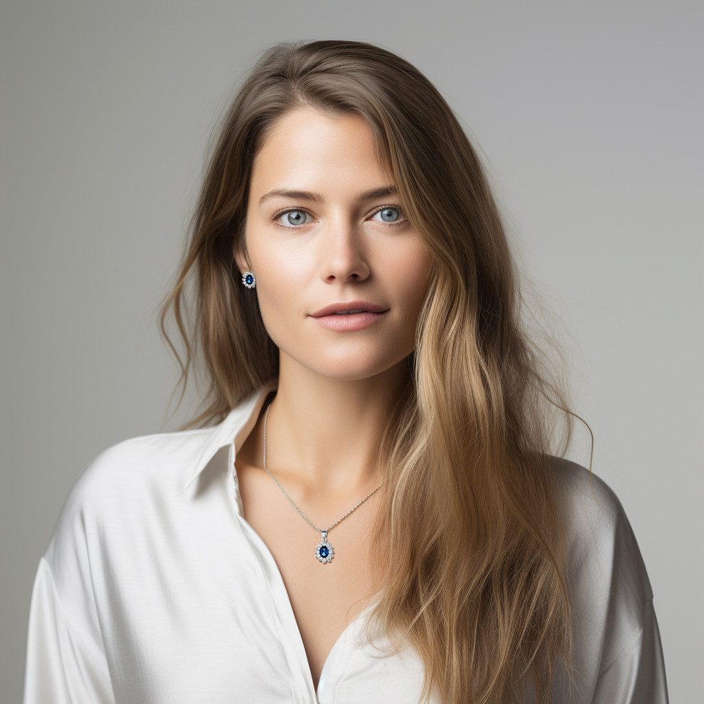 LÖB Ohrring und Ketten Set 750er Weißgold vergoldet Zirkonia Halskette Ohrr günstig online kaufen