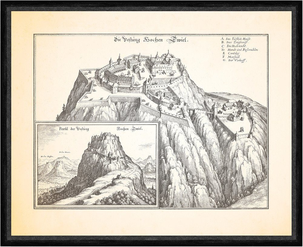 Kunstdruck Die Festung Hochen Twiel Hohentwiel Schwaben Gipfelburg Faks_Merian 0