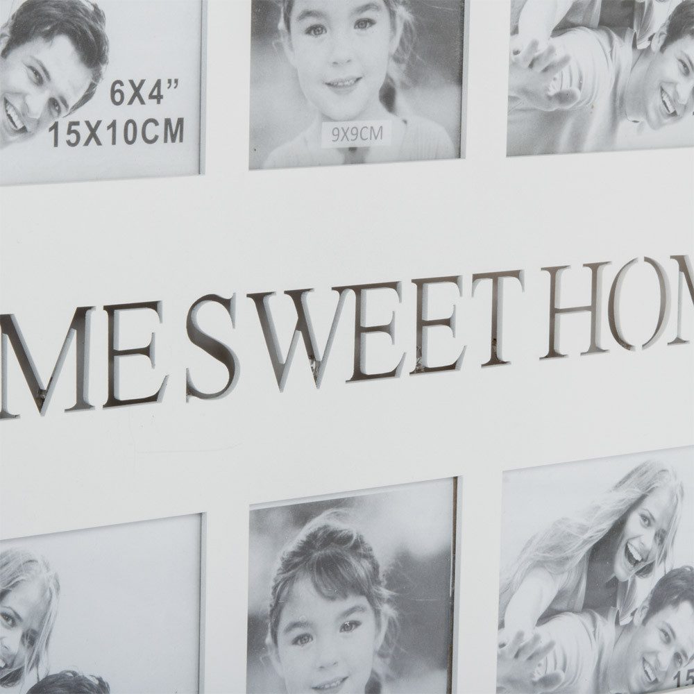 Myflair Möbel & Accessoires Bilderrahmen Beleuchteter Bilderrahmen HOME SWEET HOME weiß aus Holz für 6 Fotos