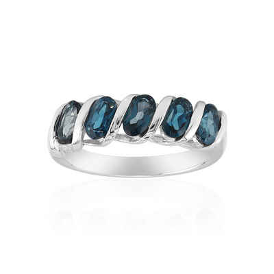 J Classics Silberring Gems Londonblauer Topas-Silberring