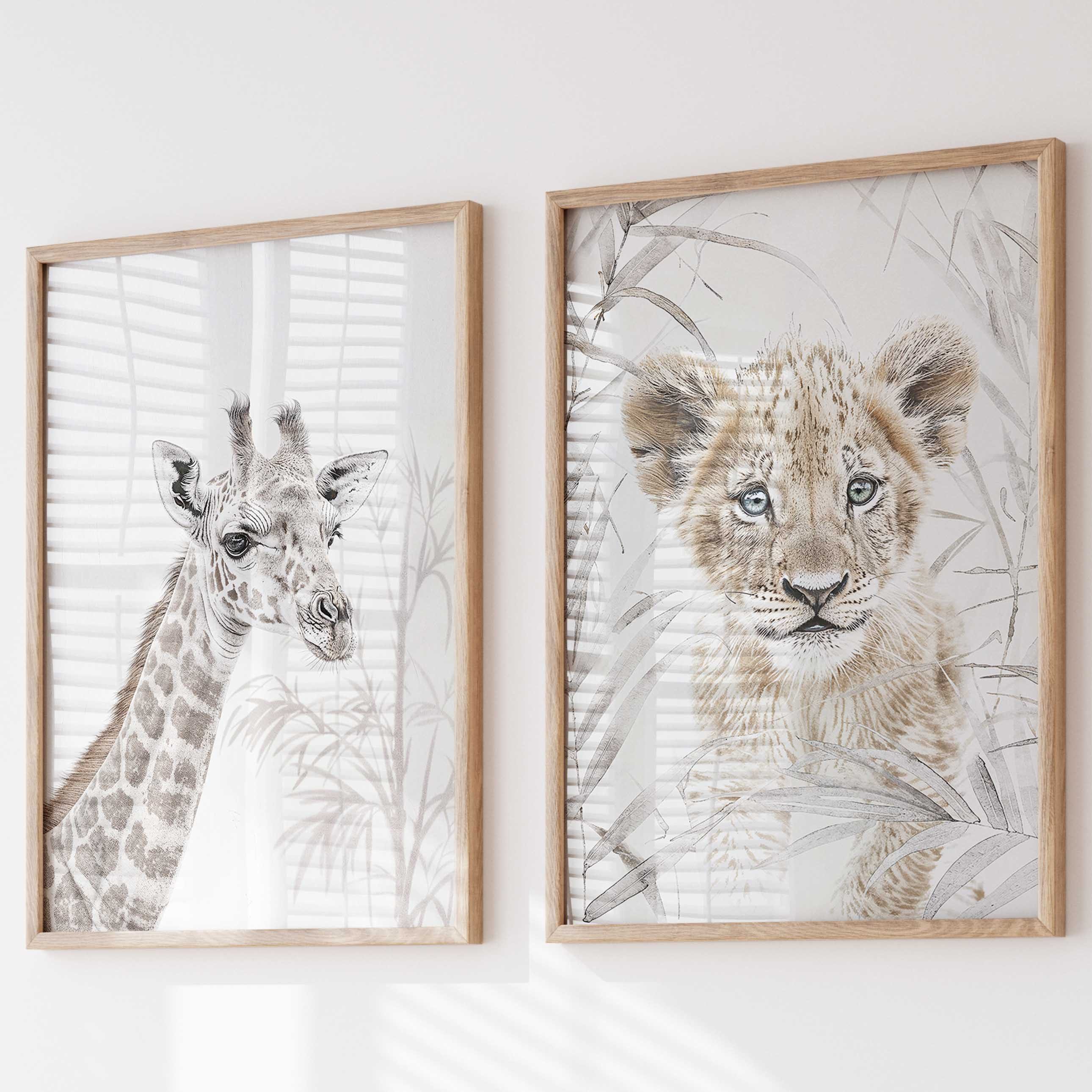 WANDKIND Poster Löwe & Giraffe 2er Set
