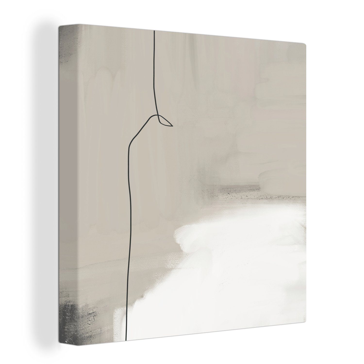 OneMillionCanvasses® Leinwandbild Abstrakt - Taupe - Linie - Design, (1 St), Leinwand Bilder für Wohnzimmer Schlafzimmer