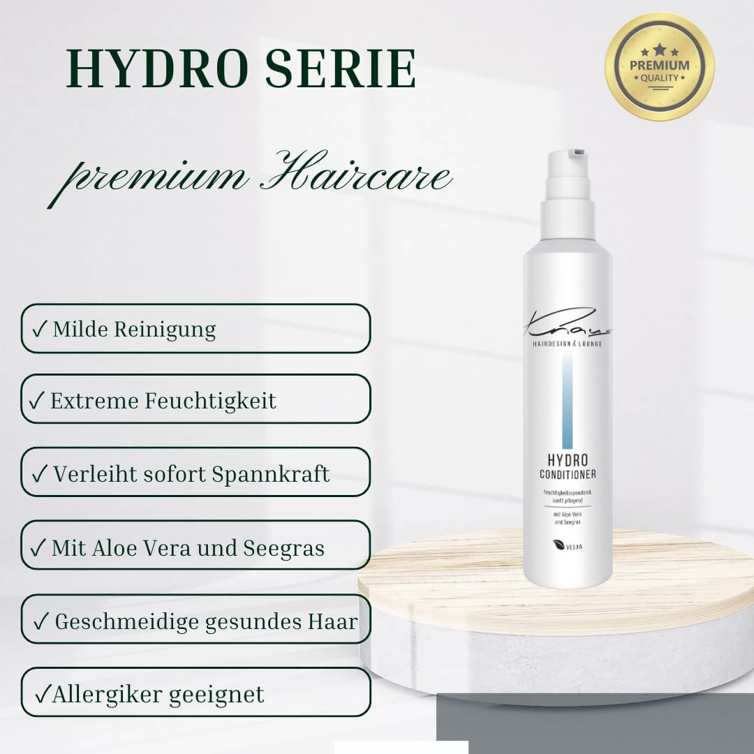 Knaus Hairdesign Leave-in Pflege 2 Phasen Hydro Care Spray Feuchtigkeitsspray mit Aloe Vera Conditioner, Verleiht dem Haar ein gesundes, seidiges Finish.
