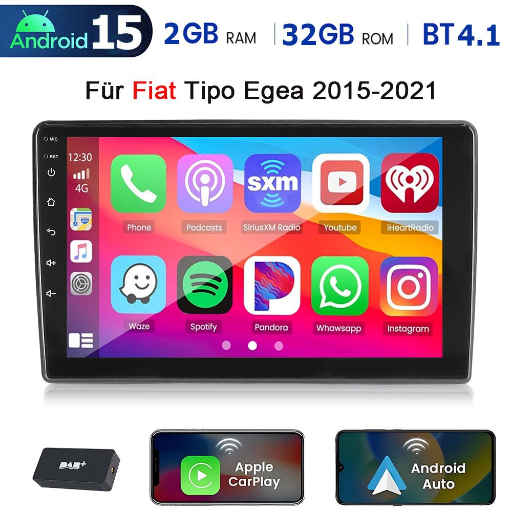 DAB+ Autoradio Für Fiat Tipo Egea 2015-2021 Android 15 Carplay GPS RDS Autoradio