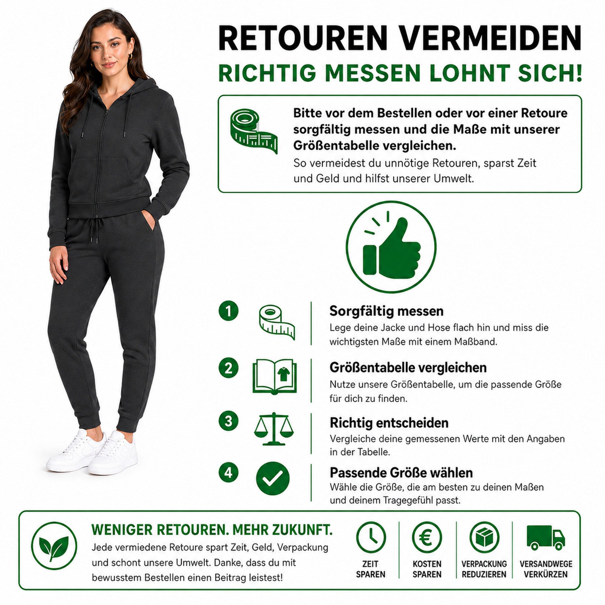 L.gonline Freizeitanzug Damen Jogging-ANZUG X240, Prime, Anthrazit, XXL (Kapuzenjacke mit Reißverschluss, Hose, 2-tlg), Fitness Freizeit Casual – Bild 5 von 5
