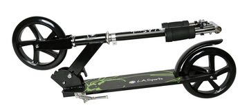 L.A. Sports Cityroller ALU-Scooter Onyx XL Big Wheels ab 6 Jahren, City-Roller Farbe grün - schwarz, faltbar, Höhe verstellbar für Kinder, Jugendliche & Erwachsene, große XL Räder 200 mm