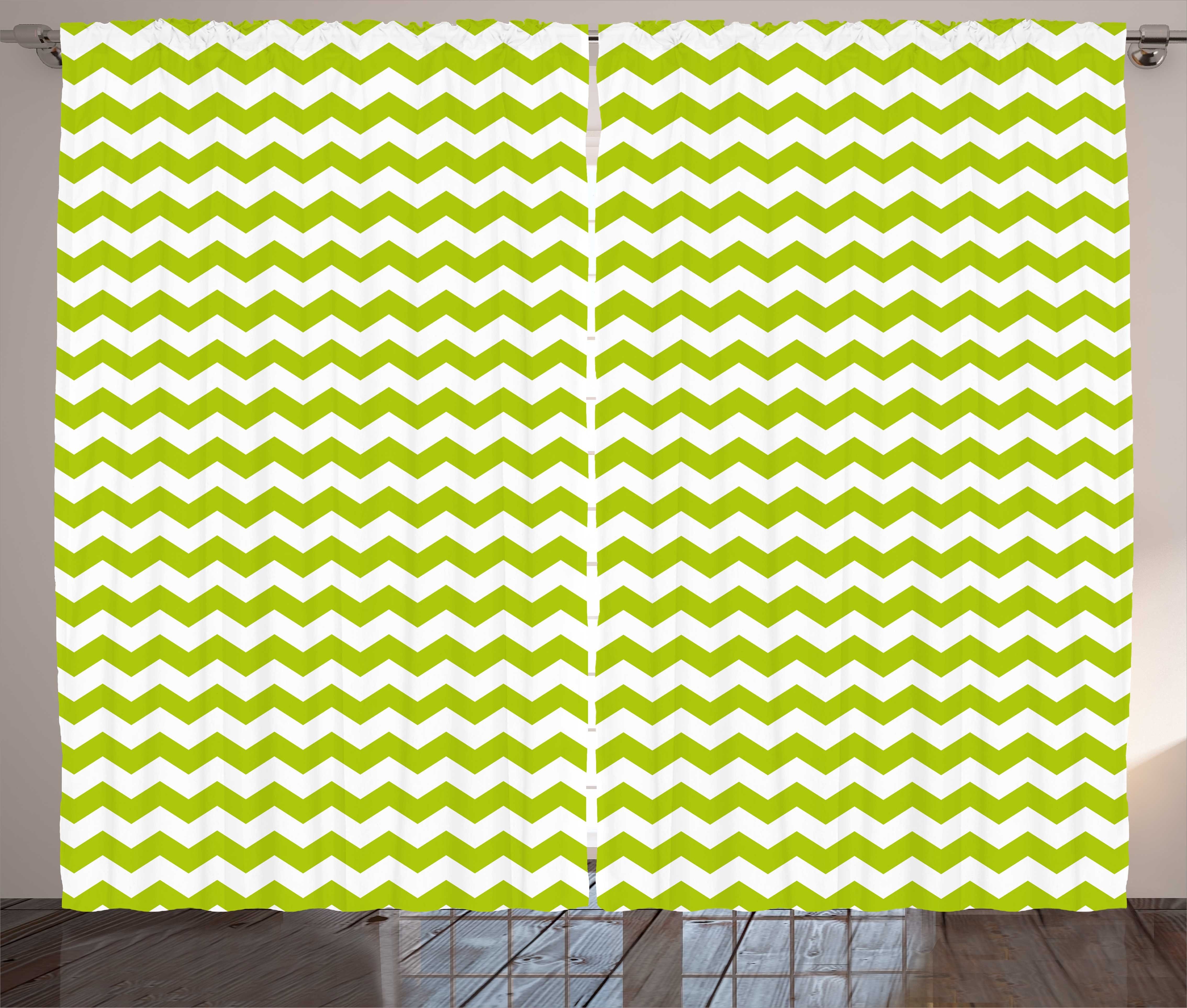 Gardine Schlafzimmer Kräuselband Vorhang mit Schlaufen und Haken, Abakuhaus, Winkel Zusammenfassung Zweifarbige Zigzags | Fertiggardinen