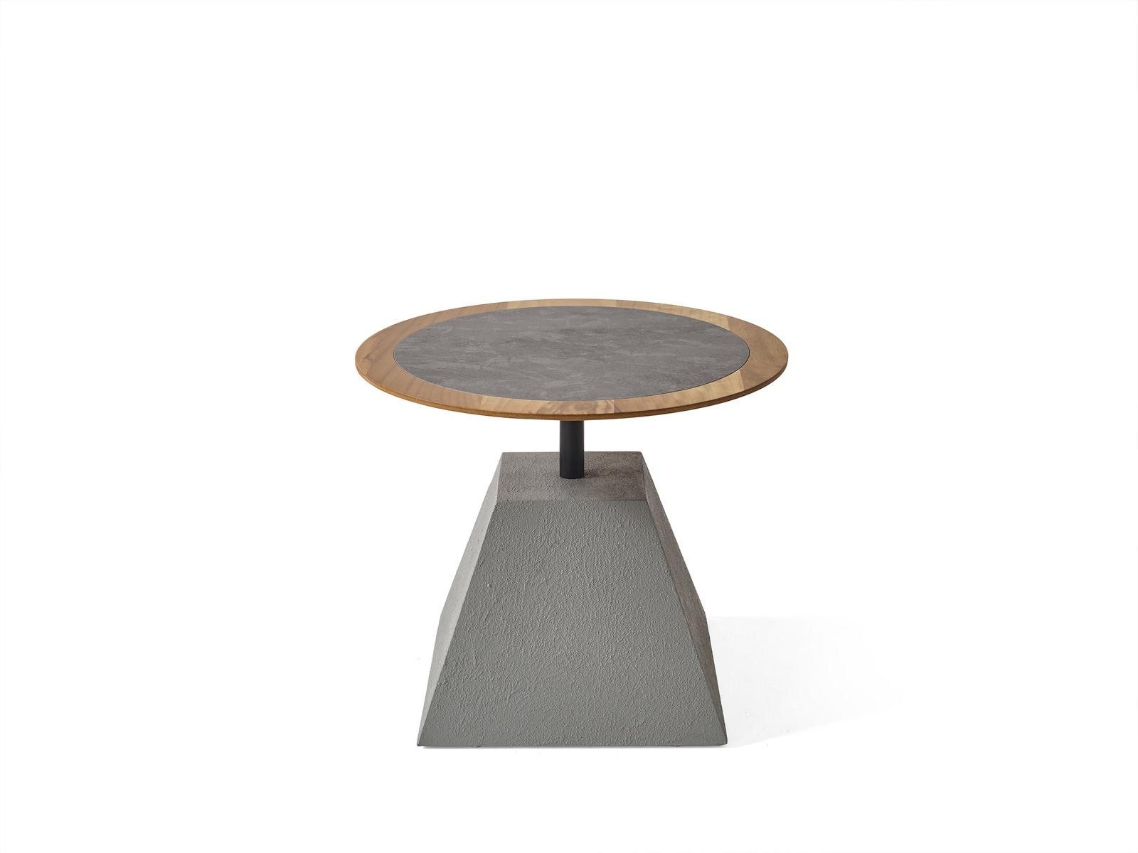 Xlmoebel Couchtisch Runder Holz-Couchtisch mit silbernen Akzenten im Beistell-Design (1-St., Couchtisch), Hergestellt in Europa