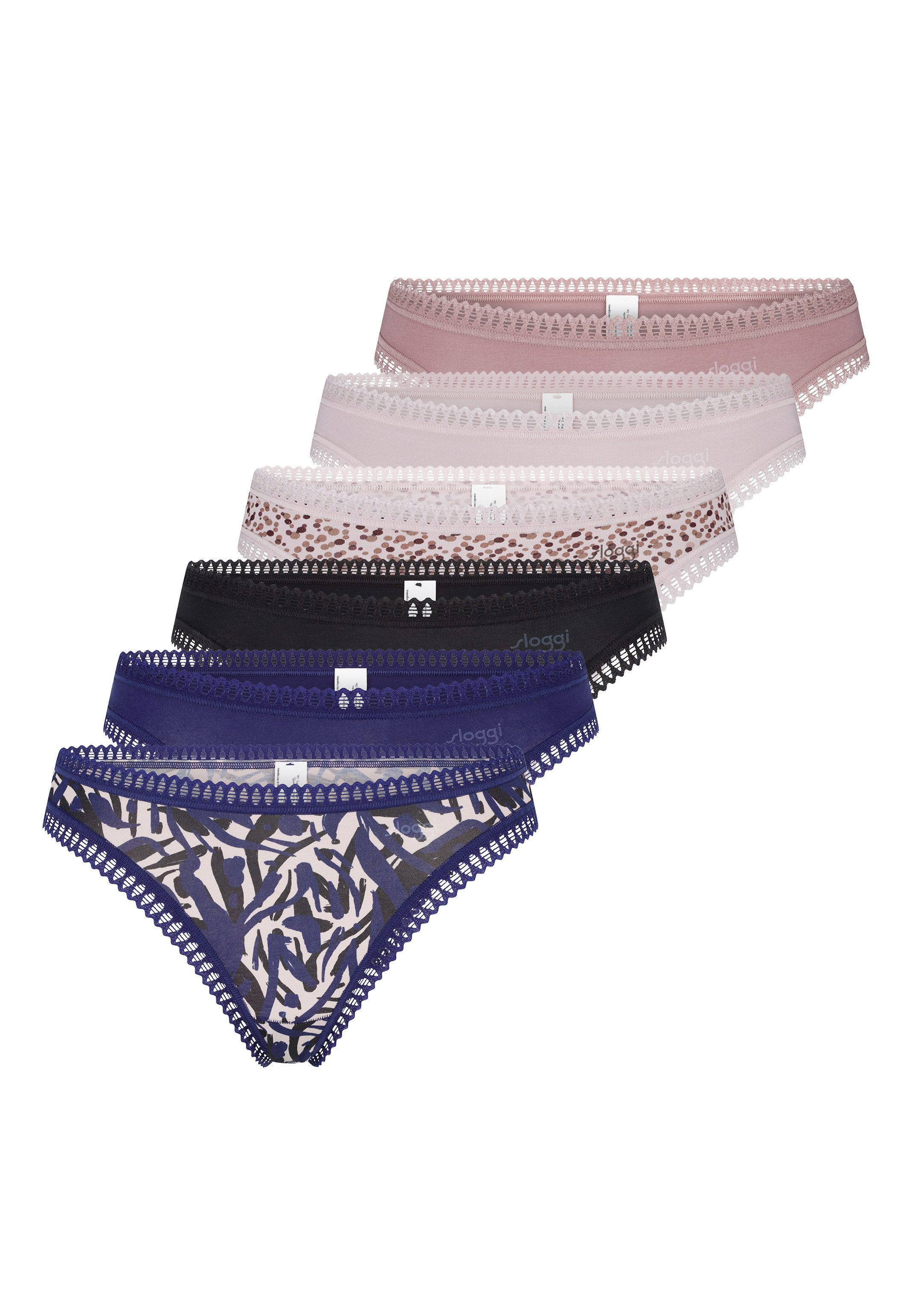 sloggi T-String 6er Pack GO Crush (Spar-Set) String - Baumwolle - Atmungsaktiv - Komfortabel und atmungsaktiv
