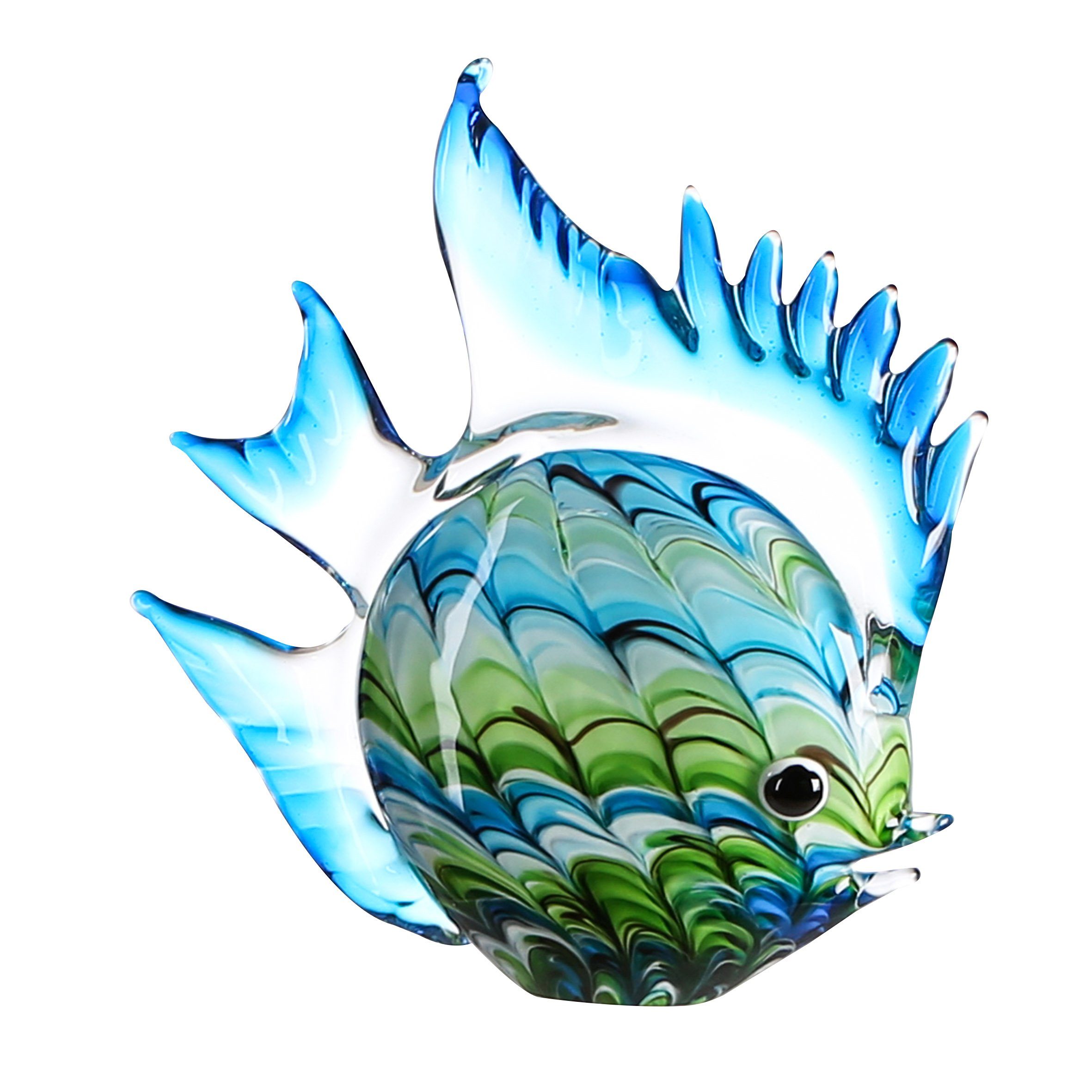GILDE Dekofigur FUN FISH Figur - blau, grün - Glas - H. 27cm x B. 31cm - Dekofigur (1 Stück), Große Glasfigur Fisch - Elegante Glasskulptur für Ihr Zuhause