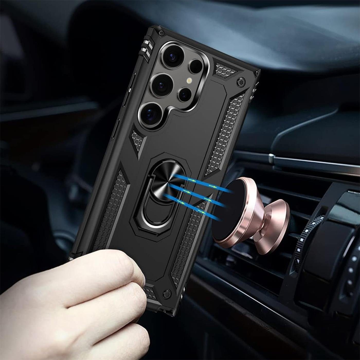 CoolGadget Handyhülle Armor Shield Case für Samsung Galaxy S24 Ultra 6,1 Zoll, Outdoor mit Magnet Ringhalterung Handy Hülle für Samsung S24 Ultra 5G – Bild 4 von 5