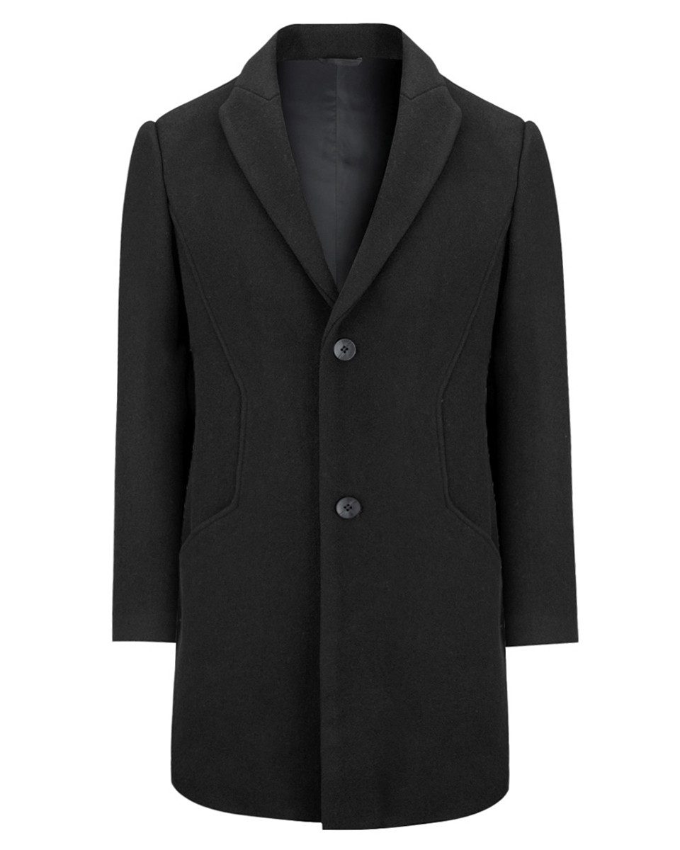 Allthemen Wintermantel Herren mittellanger Wollmantel mit Reverskragen