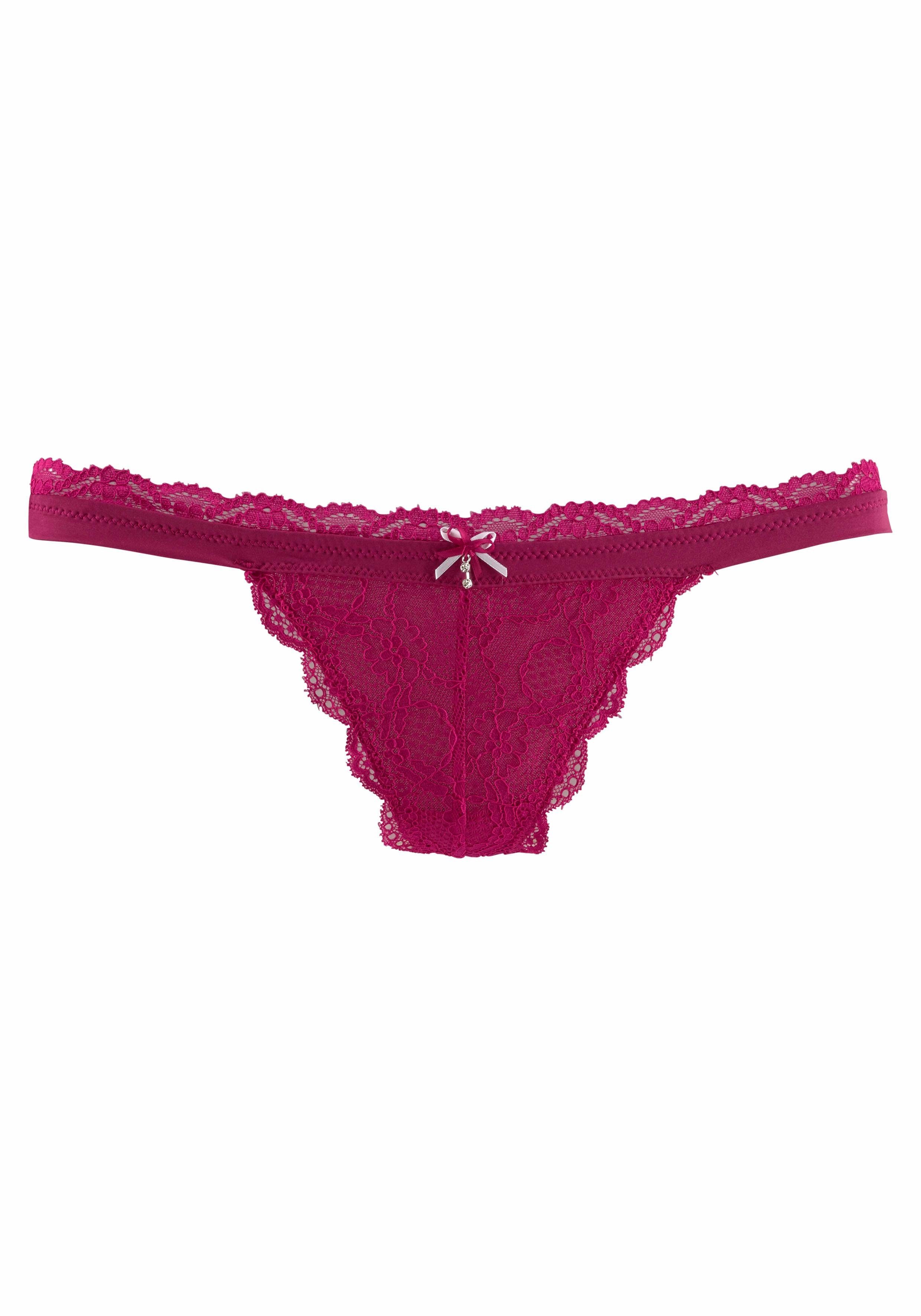 LASCANA String Premium Dessous aus zarter Spitze mit feiner Zierschleife und Accessoire