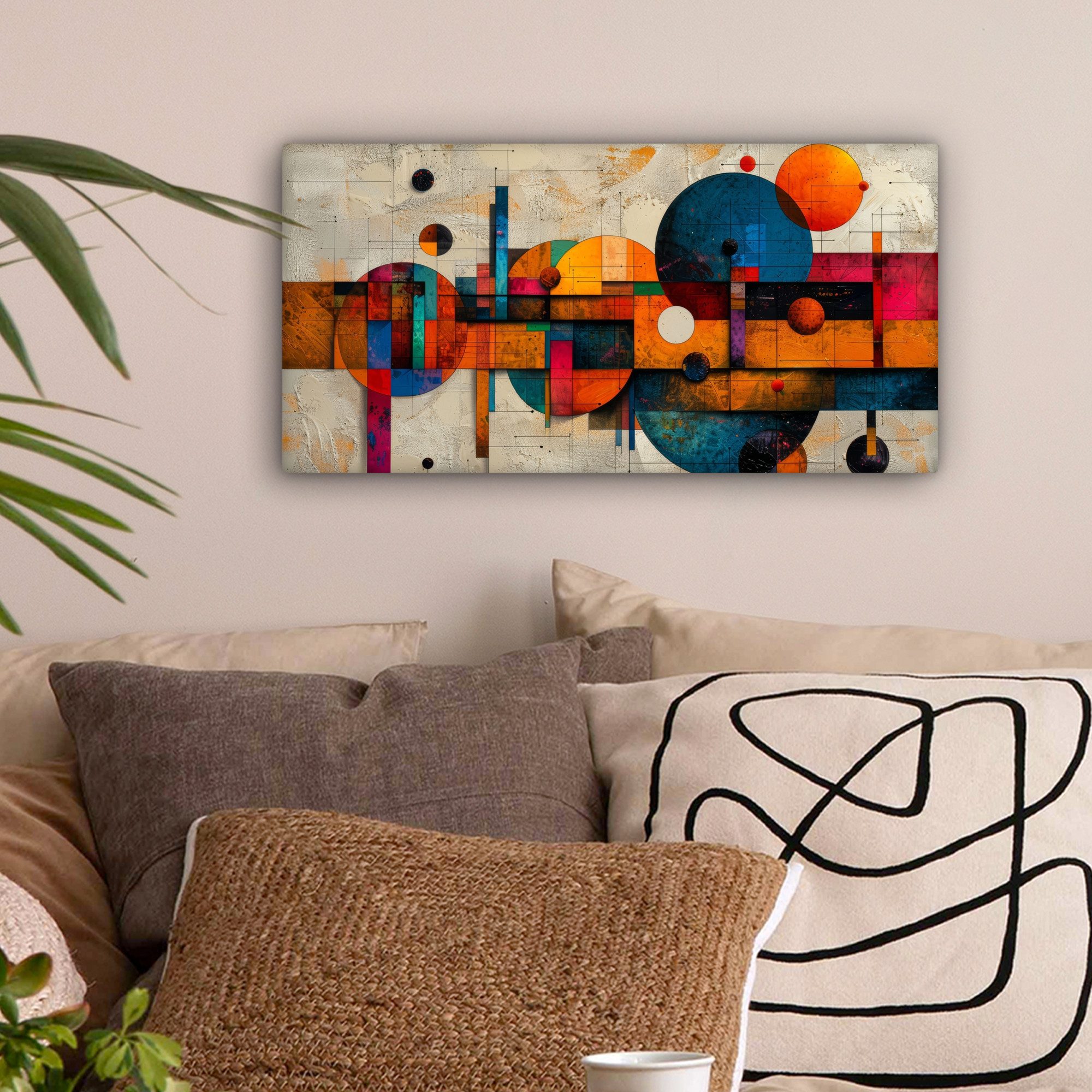 OneMillionCanvasses® Leinwandbild Panorama Kunst - Bunt - Modern - Formen, günstig online kaufen