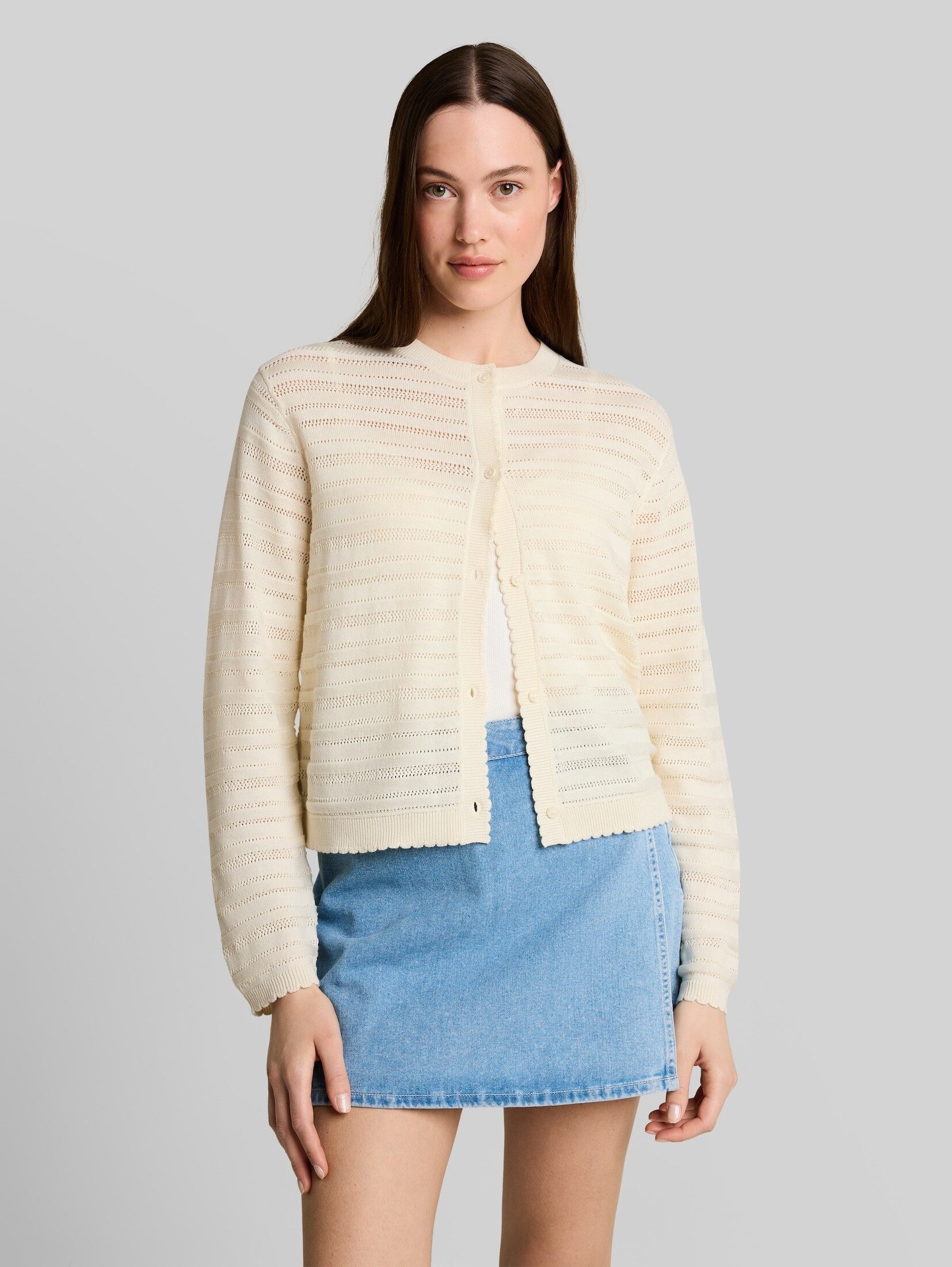 TOM TAILOR Denim Cardigan Pullover & Strickjacken Cardigan mit Lochmuster