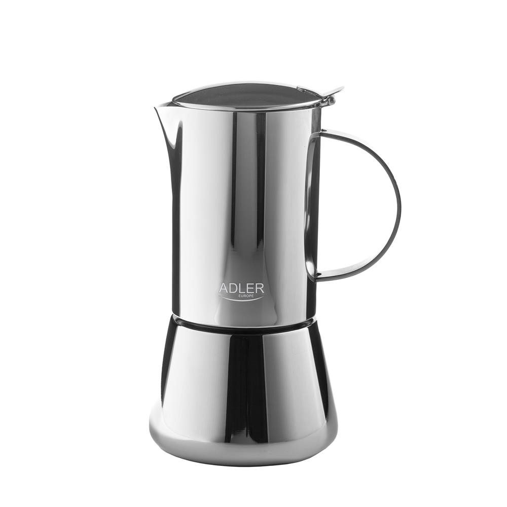 Adler Espressokocher, Espresso Kaffeemaschine, 620ml, Spülmaschinenfest, Edelstahl, silber