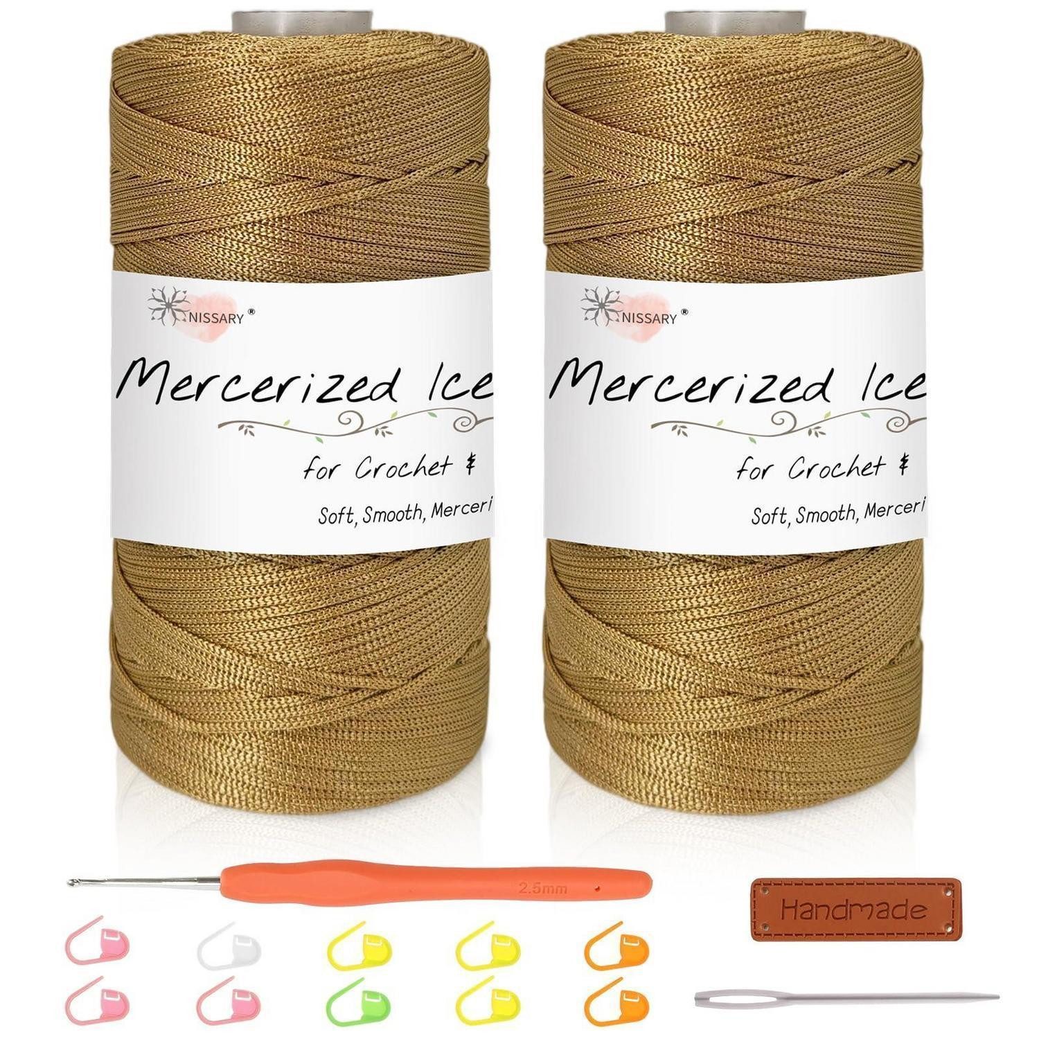 LuxusKollektion Makramee Garn Set 1.5mm Eis-Seide Erdgelb Häkelwolle