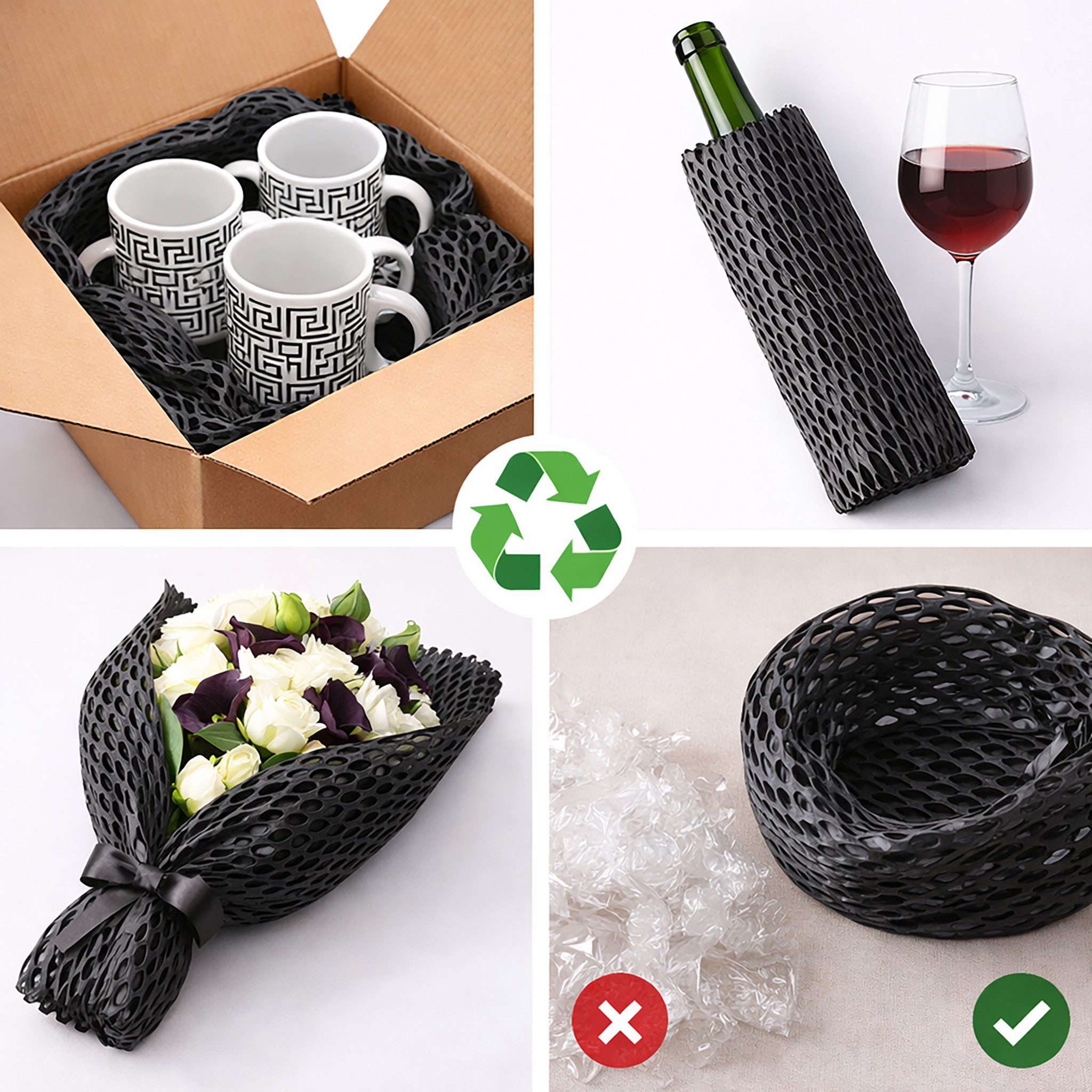Creativery Packpapier, Wabenpapier 50cm x 25m Rolle für Verpackung & Polsterung Schwarz