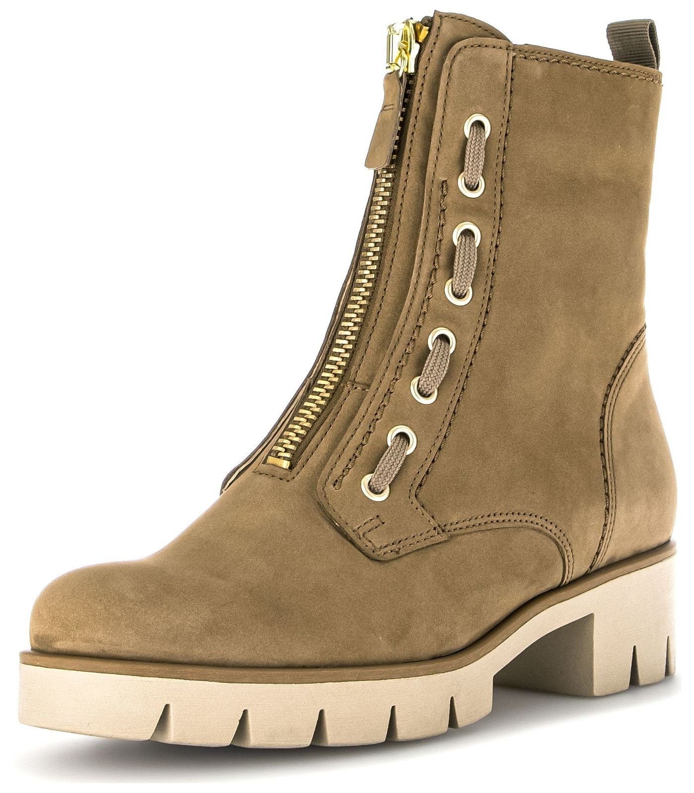 Gabor Stiefelette Nubukleder Schnürstiefelette Braun (NUT) | Biker-Boots