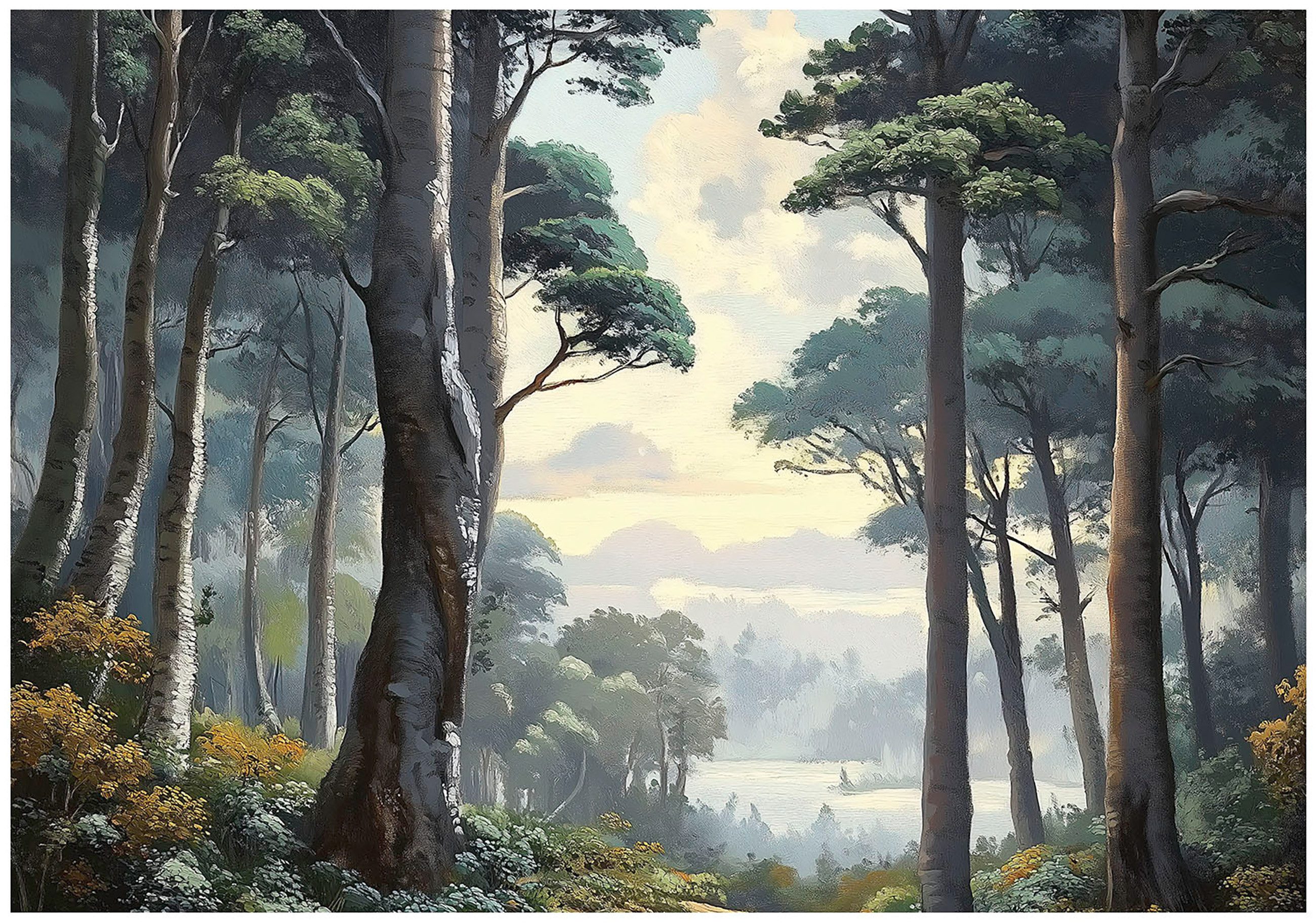 Wallarena Fototapete Wald Baum Wolken Vlies günstig online kaufen