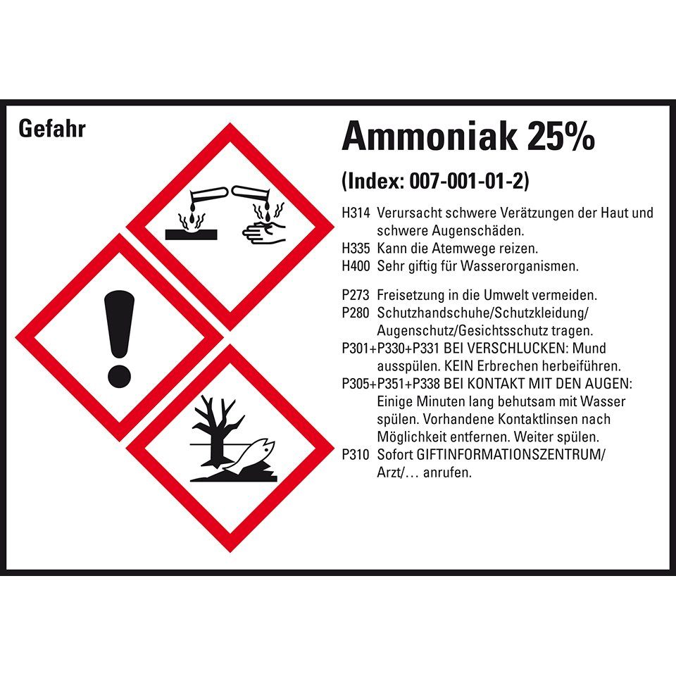 König Werbeanlagen Hinweisschild Gefahrstoffetikett Ammoniak 25, gem