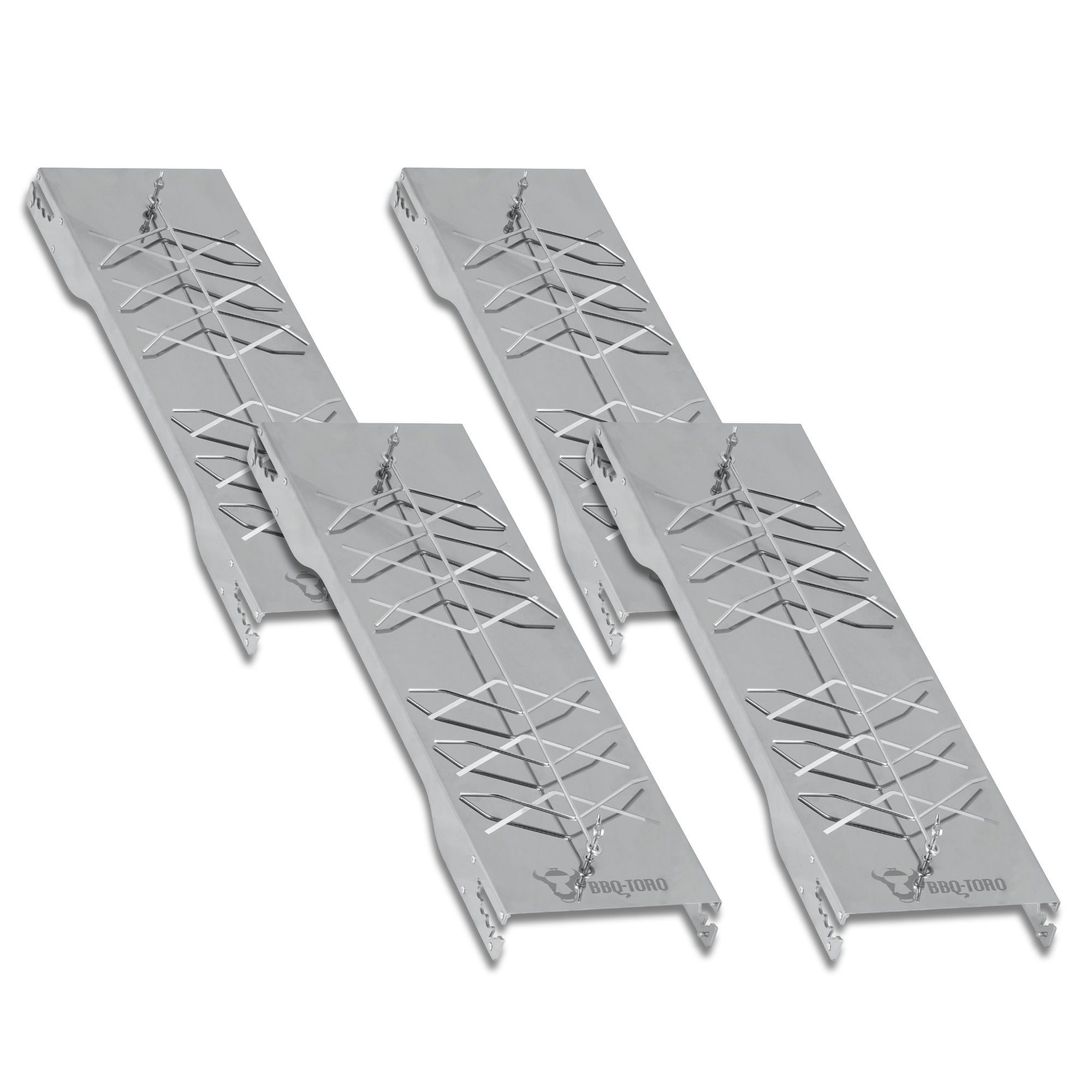 BBQ-Toro Räucherbrett Edelstahl Flammlachsbrett für Fisch (4 Stück), Lachsbrett für Grill, Edelstahl