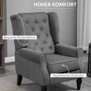 HOMCOM Sessel Relaxsessel aus Polyester, Akzentsessel mit Holzfüße, Einzelstuhl (Ohrensessel, 1-St., Einzelsessel), mit Holzfüßen