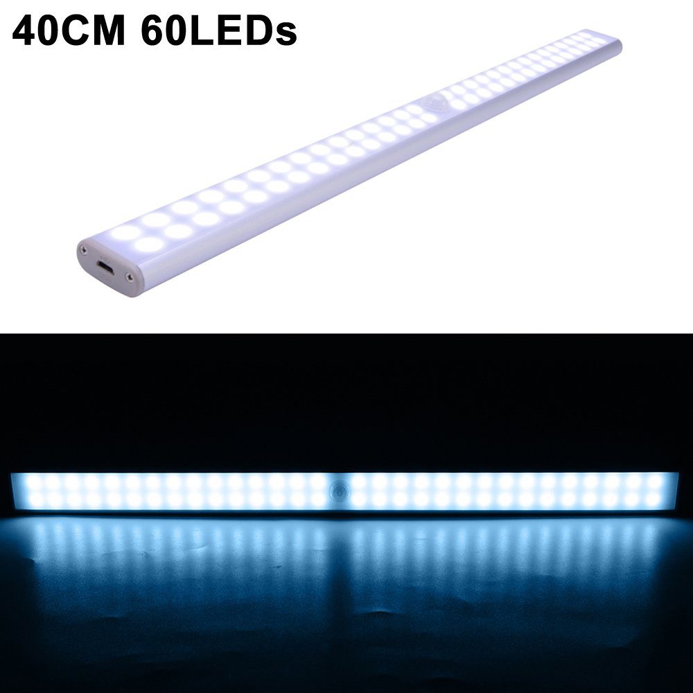 LED-Schrankleuchte, Weiß, 40CM, Lichtstreifen, Unterbauleuchte Sunicol LED Bewegungssensor, tragbarer Warmweiß