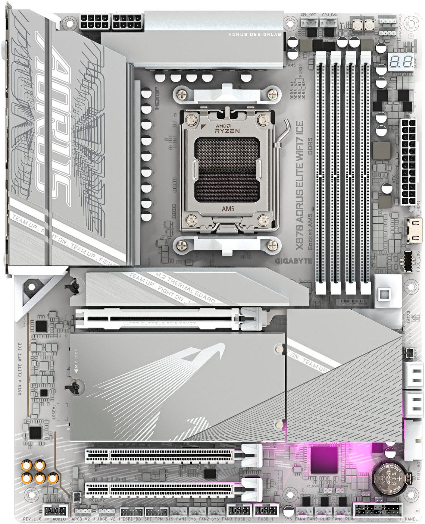 Gigabyte X870 AORUS ELITE WIFI7 ICE Mainboard - Unterstützt AMD Ryzen 9000 CPUs Mainboard