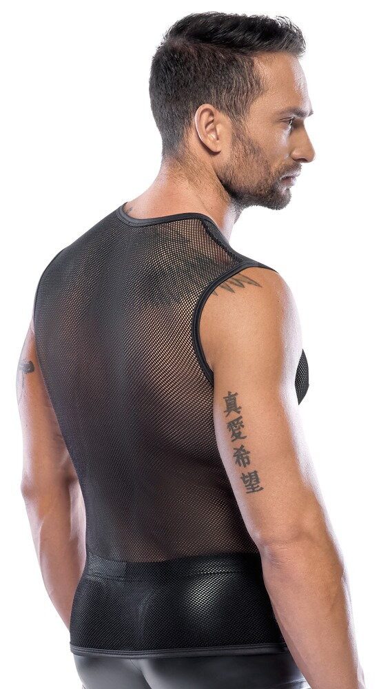 Svenjoyment Muskelshirt Netz Shirt - schwarz (1-tlg) Aus grobem Netz