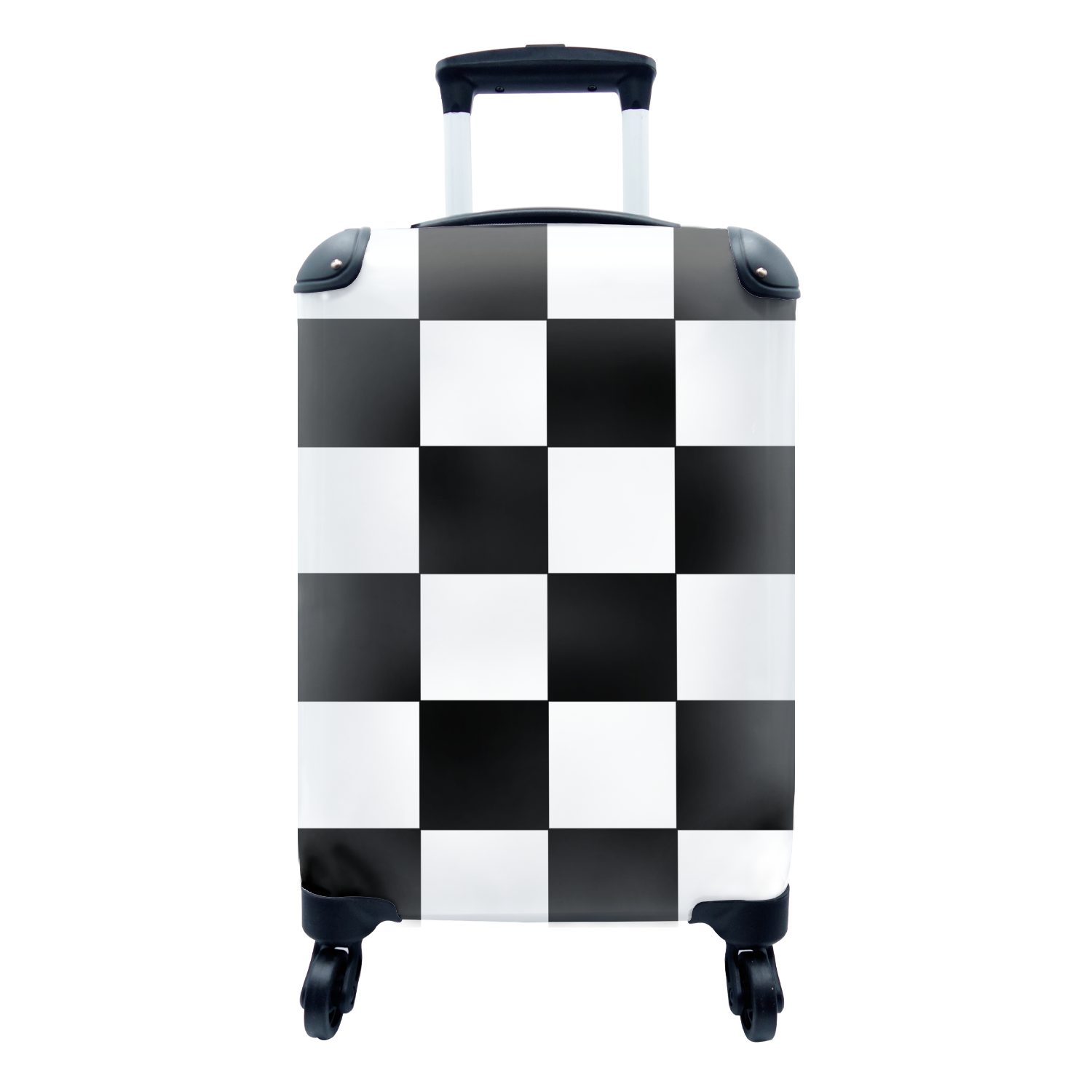 MuchoWow Handgepäckkoffer Schachbrett - Muster - Schwarz und Weiß, 4 Rollen, Reisetasche mit rollen, Handgepäck für Ferien, Trolley, Reisekoffer