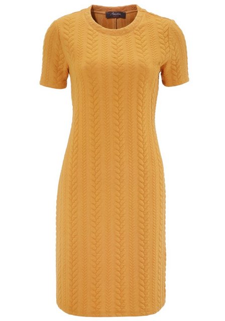 Aniston CASUAL Sweatkleid mit Struktur-Muster in gelb