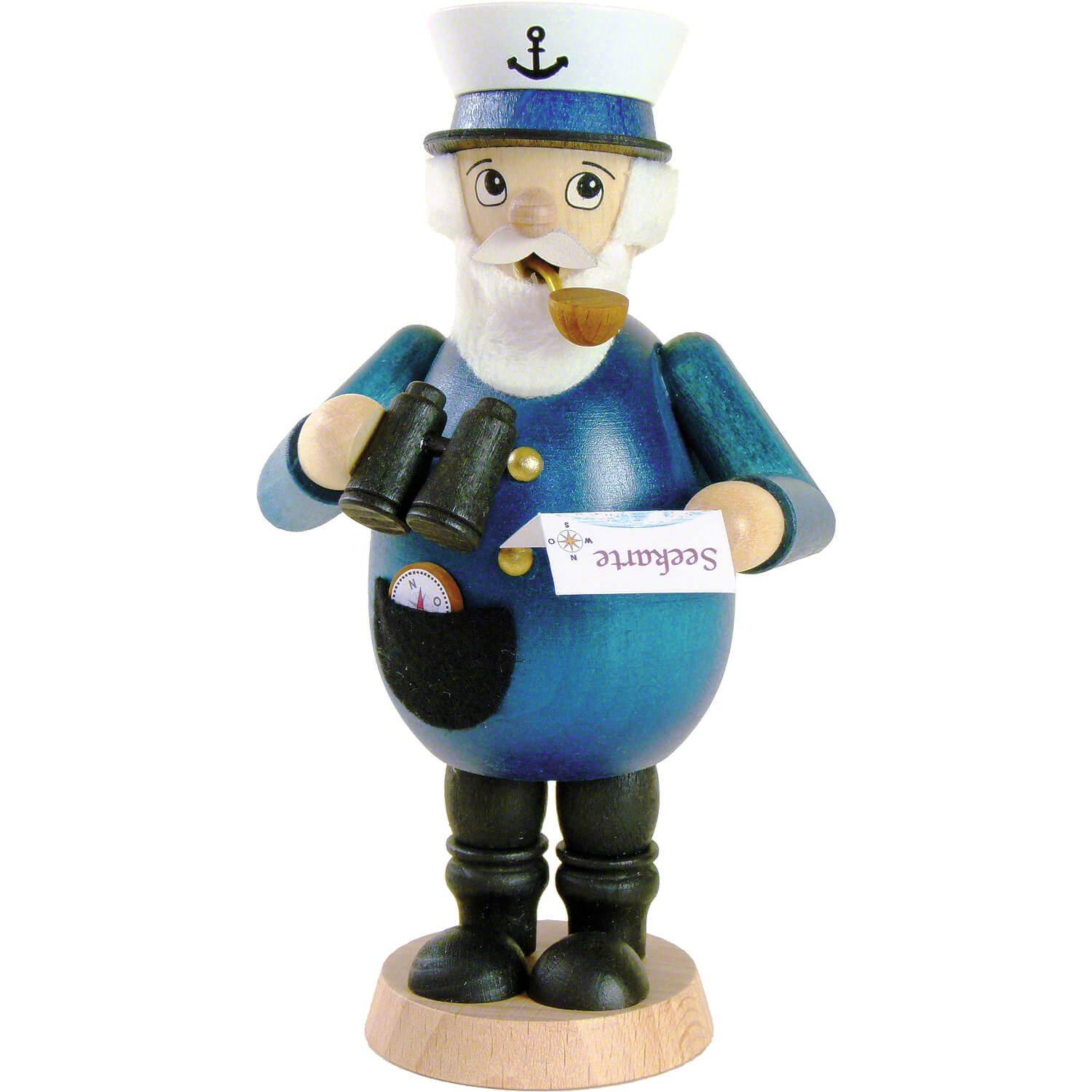 Ullrich Kunsthandwerk Фигурка курильщик Kapitän (15,5cm) Räuchermann von Ullrich Kunsthandwerk
