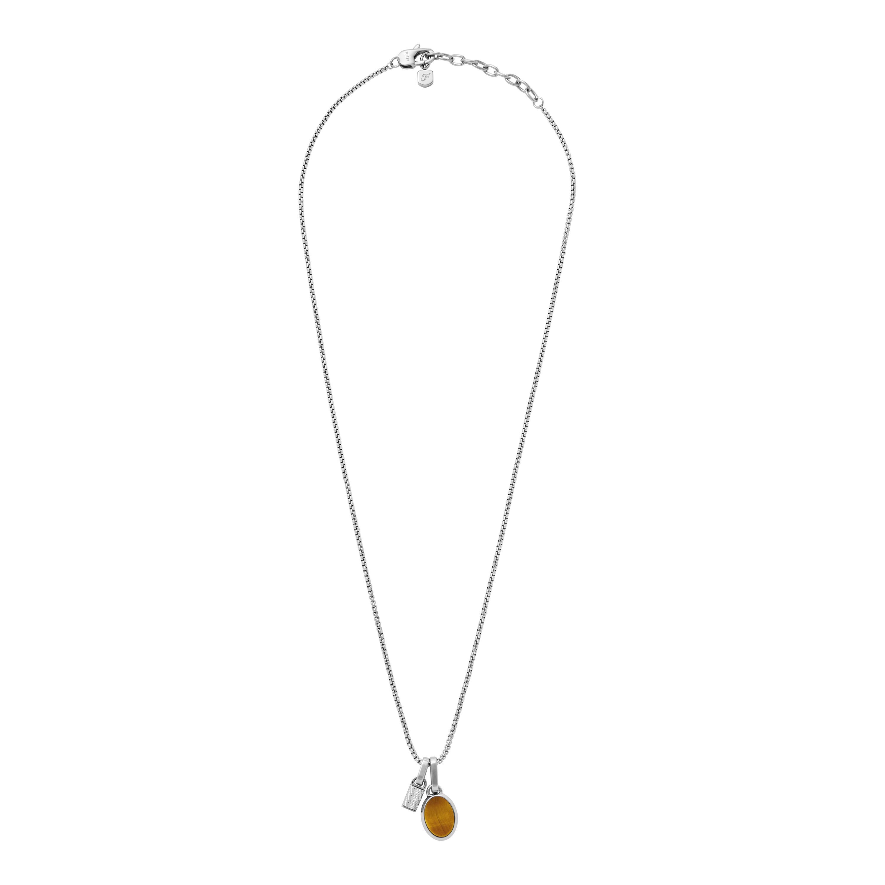 Fossil Kette mit Anhänger Schmuck Geschenk Edelstahl JEWELRY (Set, 3-tlg), mit Tigerauge
