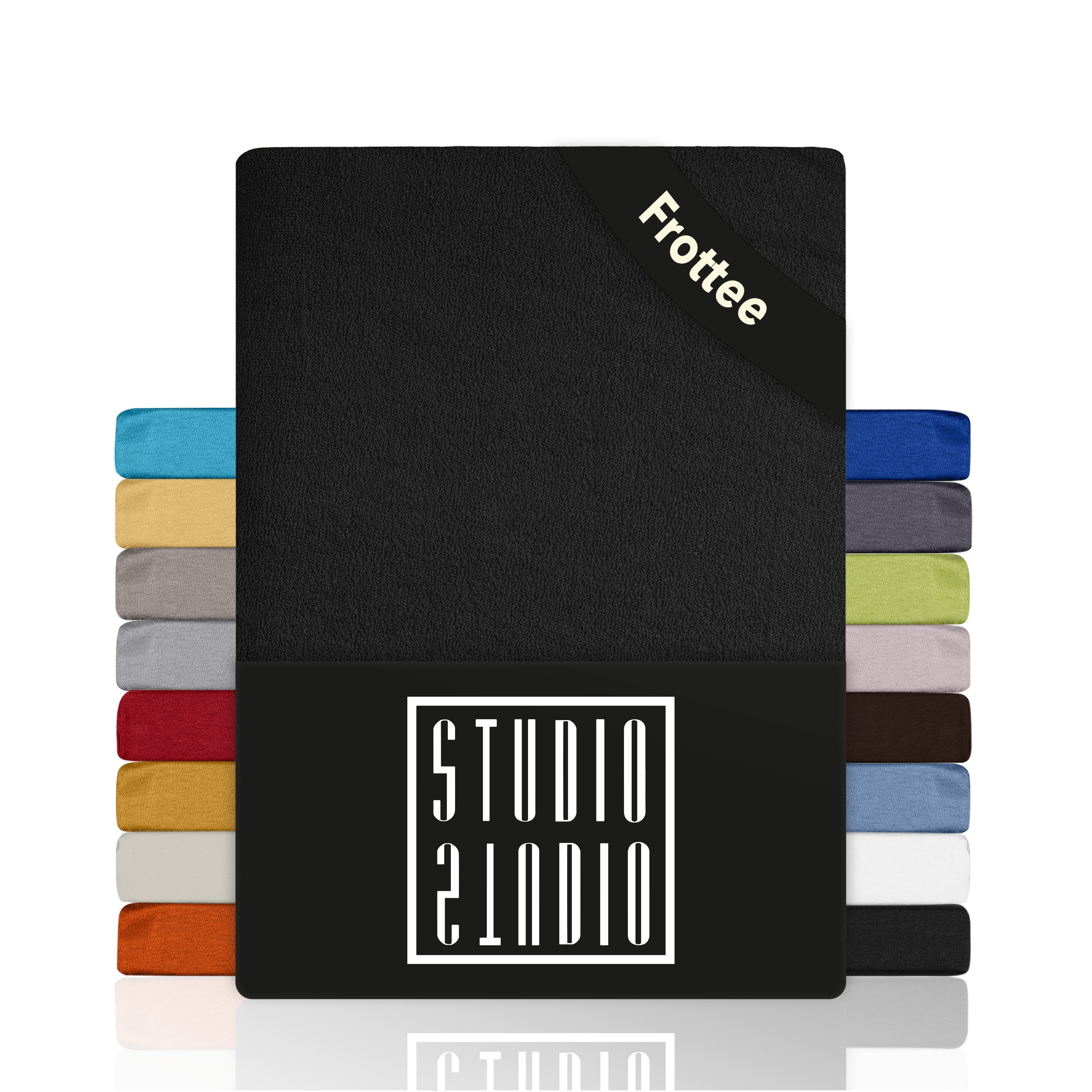 STUDIO Натяжные простыни Frottee, viele Größen, Baumwolle, weich & kuschelig, OEKO-TEX 100, Baumwolle, Frottee, Gummizug: rundum, (1 Stück), 90x200 cm Простыни Spannbetttuch bis 25 cm Höhe - Anthrazit