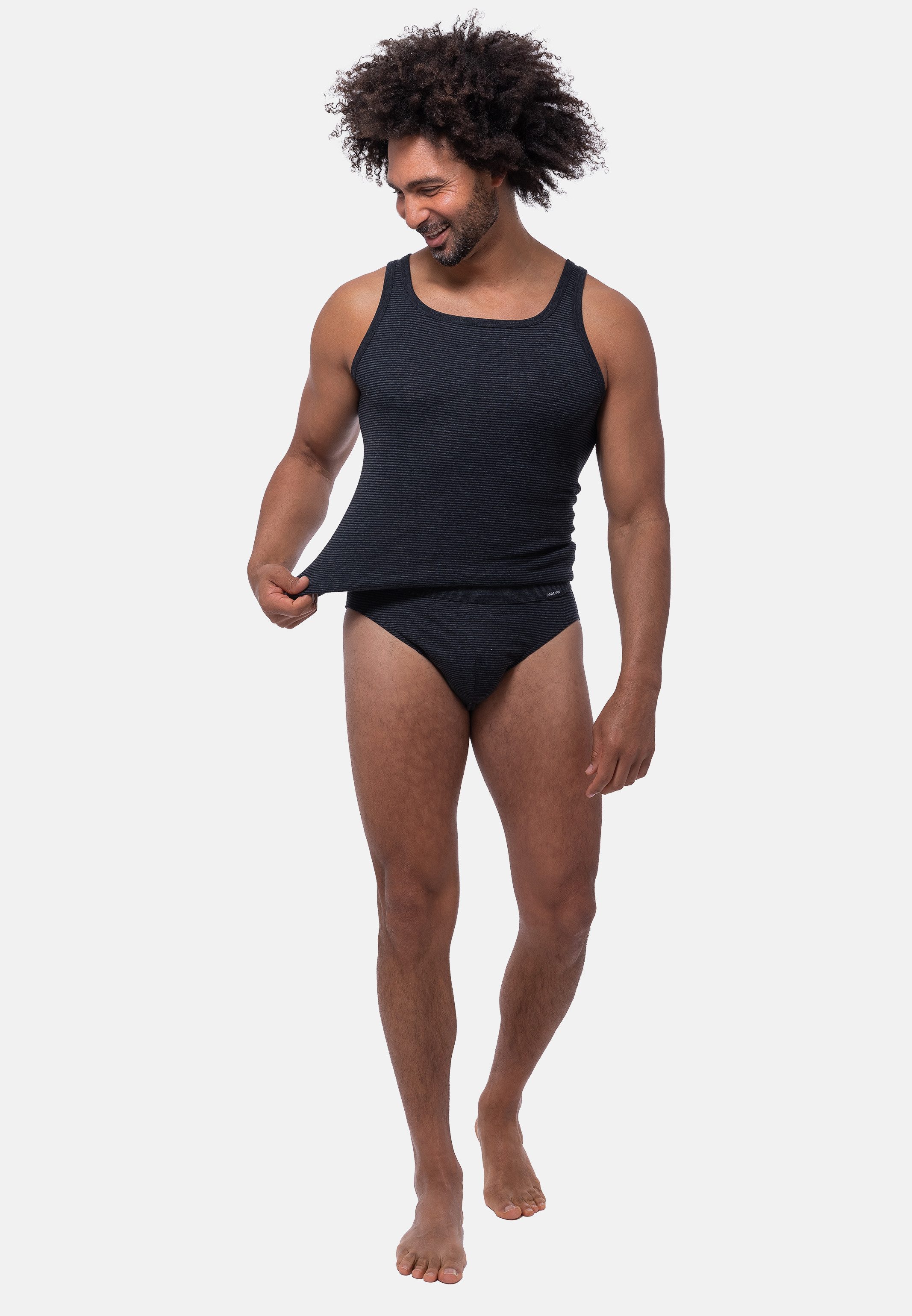 Ammann Unterhemd 3er Pack Jeans Feinripp (Spar-Set, 3-St) Unterhemd / Tanktop - Baumwolle - Im sportlich-klassischem Schnitt