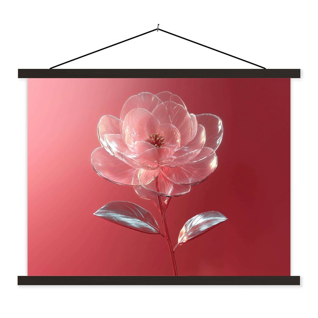 Poster Verziert - Blume - Rosa - Gläser