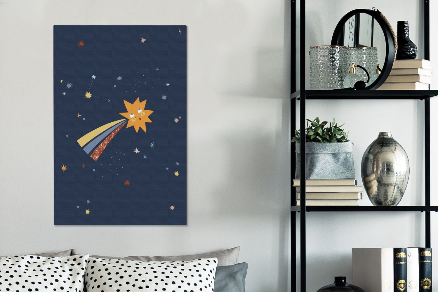 bunt Bilder Wohnzimmer St), Leinwand Schlafzimmer, - für Kinder Weltraum, Stern Leinwandbild - 40x60 (1 OneMillionCanvasses® cm