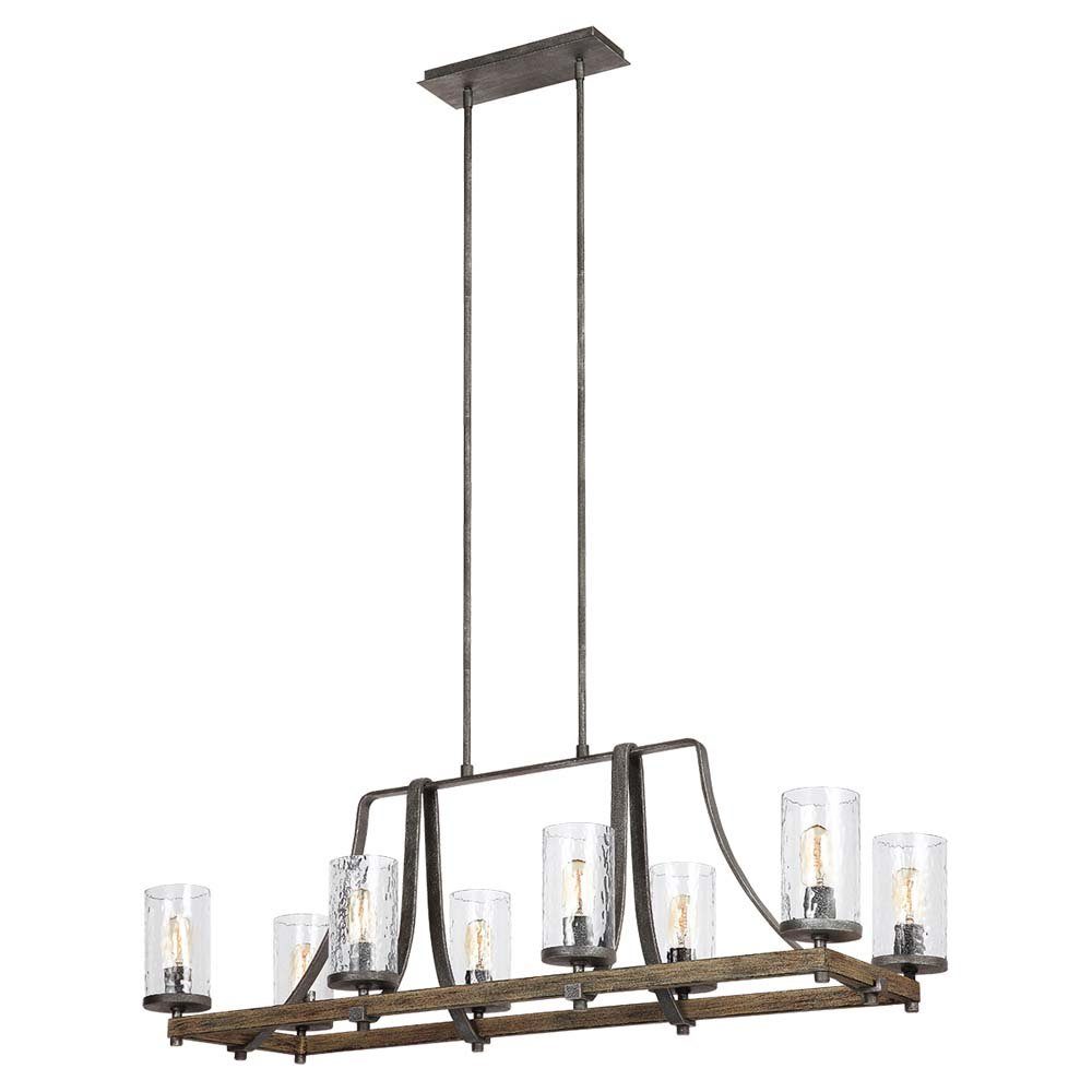 Elstead LIGHTING Kronleuchter, Leuchtmittel nicht inklusive, Kronleuchter Pendelleuchte Hängelampe Esszimmerleuchte Glas Holz