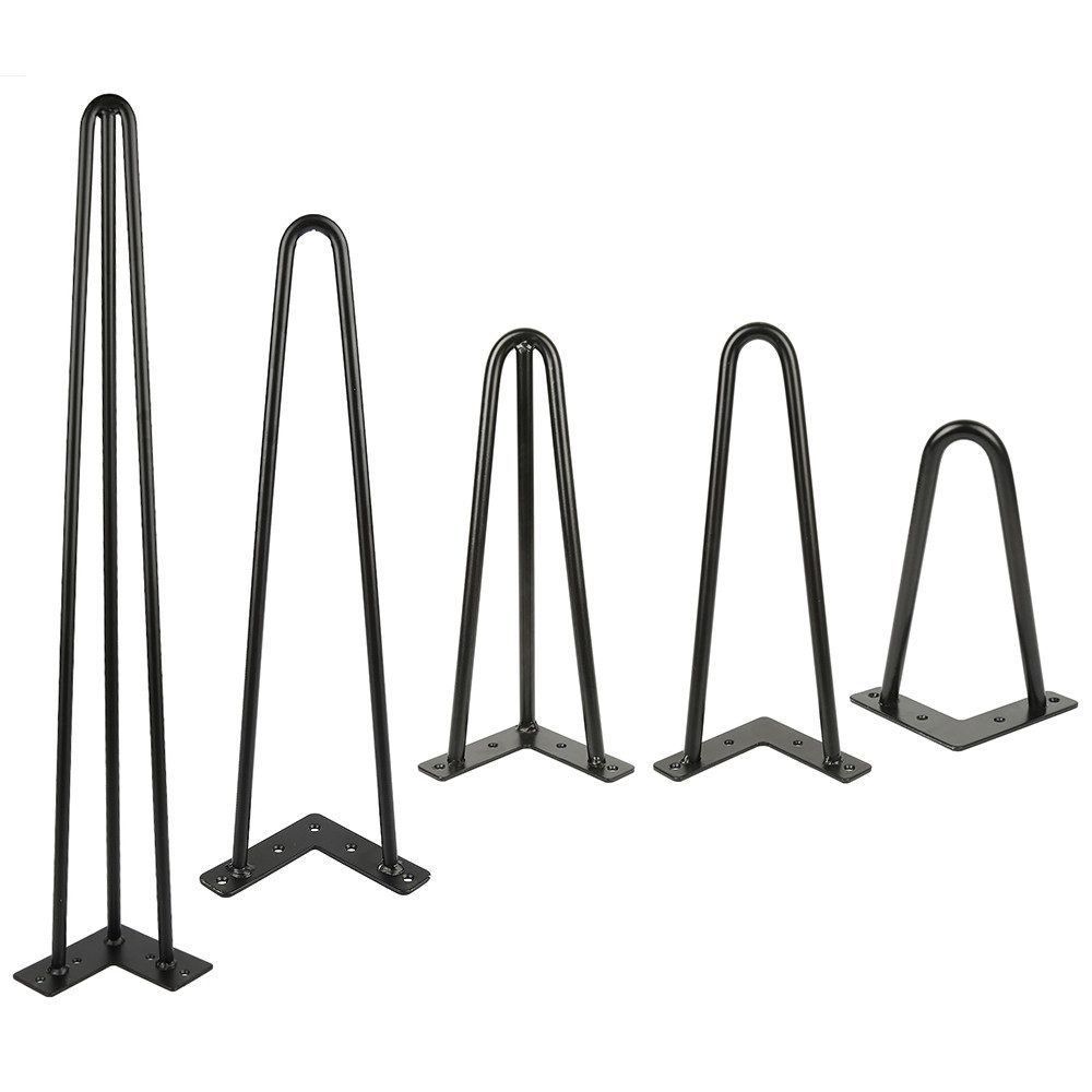 JEOBEST Tischbein 4er Set Haarnadel Tischbeine Metall, DIY Möbelfüße, Hairpin Legs, (2 Streben) mit Bodenschoner und Schrauben Verfügbar, Größenwahl